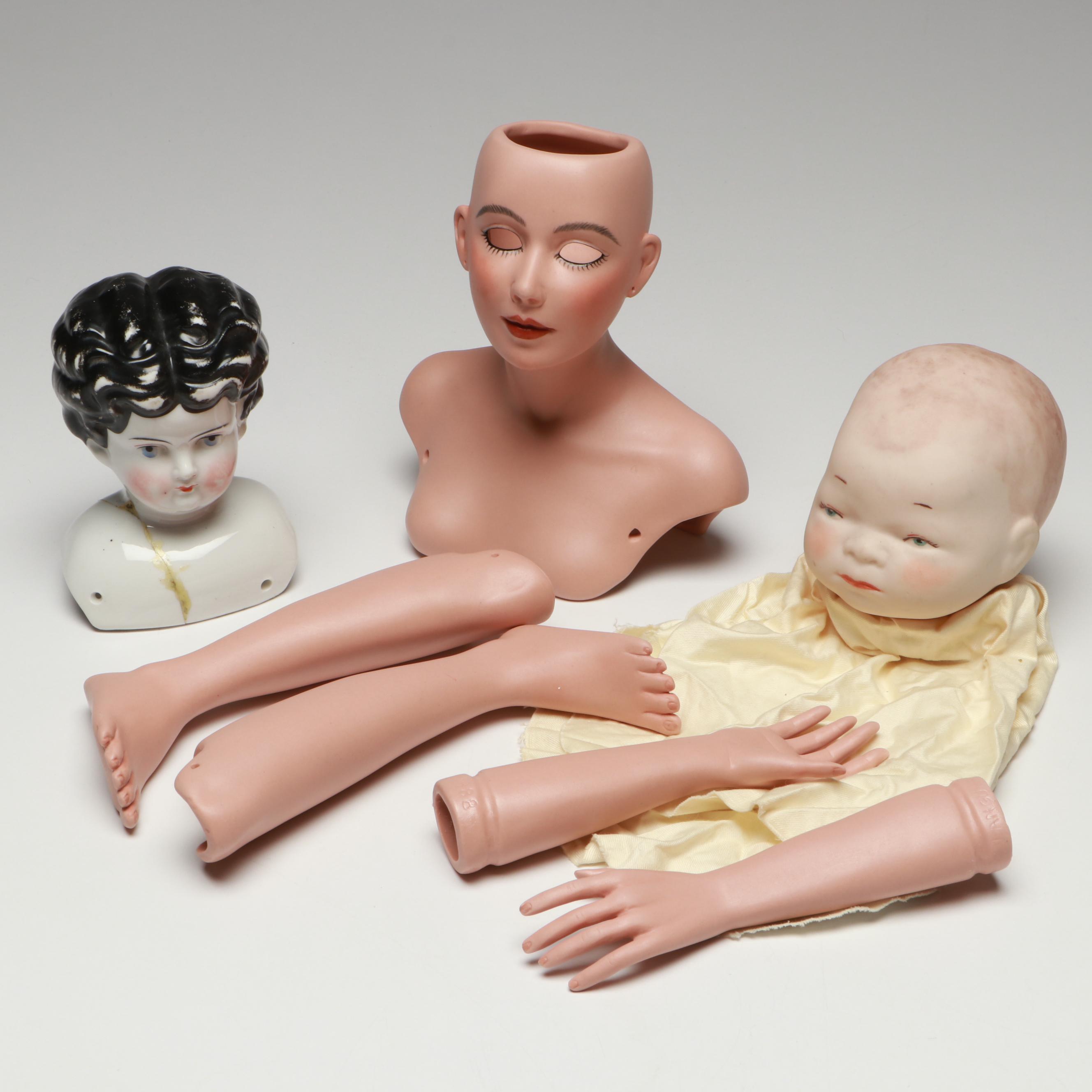 Peter Pan Marionette Dolls with Other Porcelain and Cloth Doll Parts