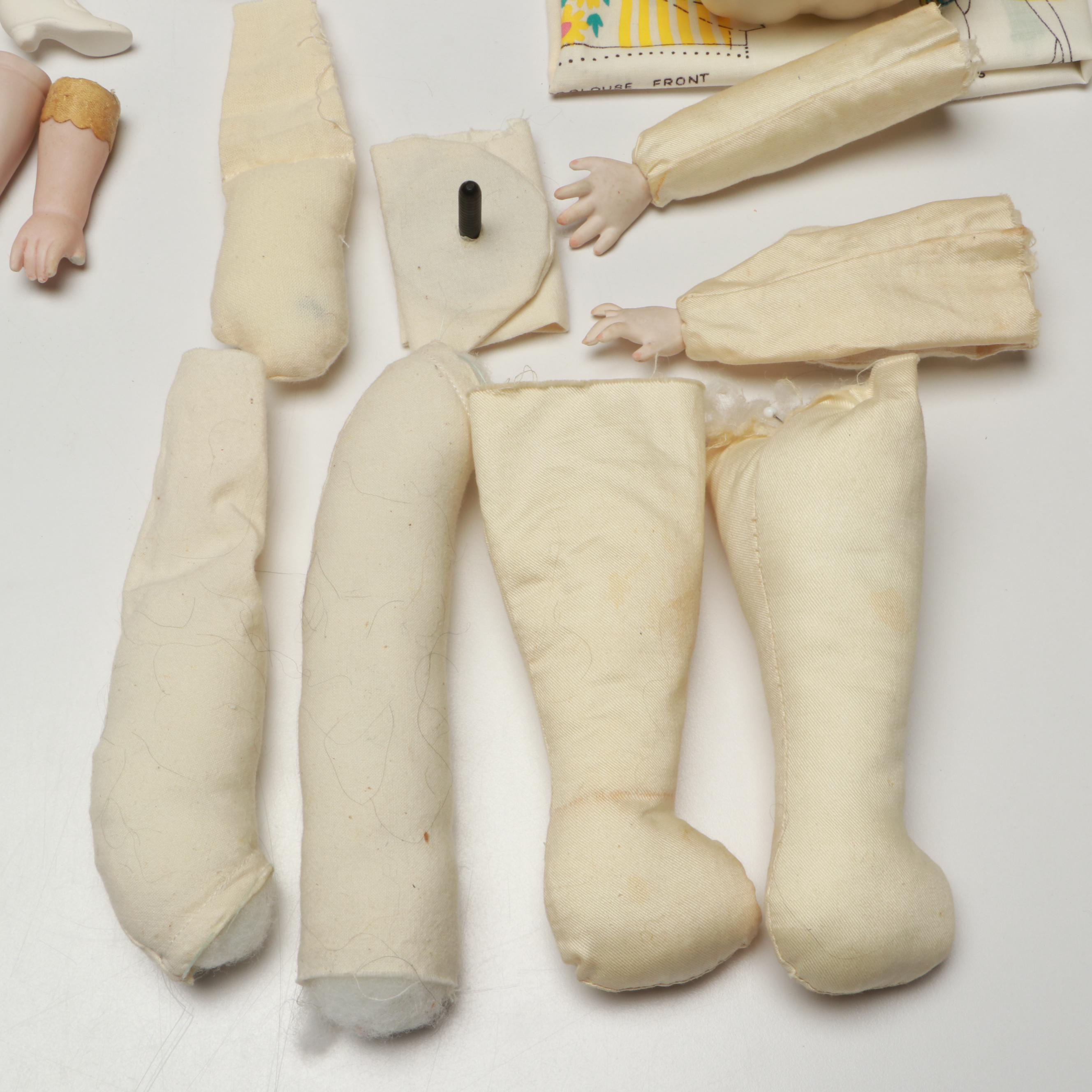 Peter Pan Marionette Dolls with Other Porcelain and Cloth Doll Parts