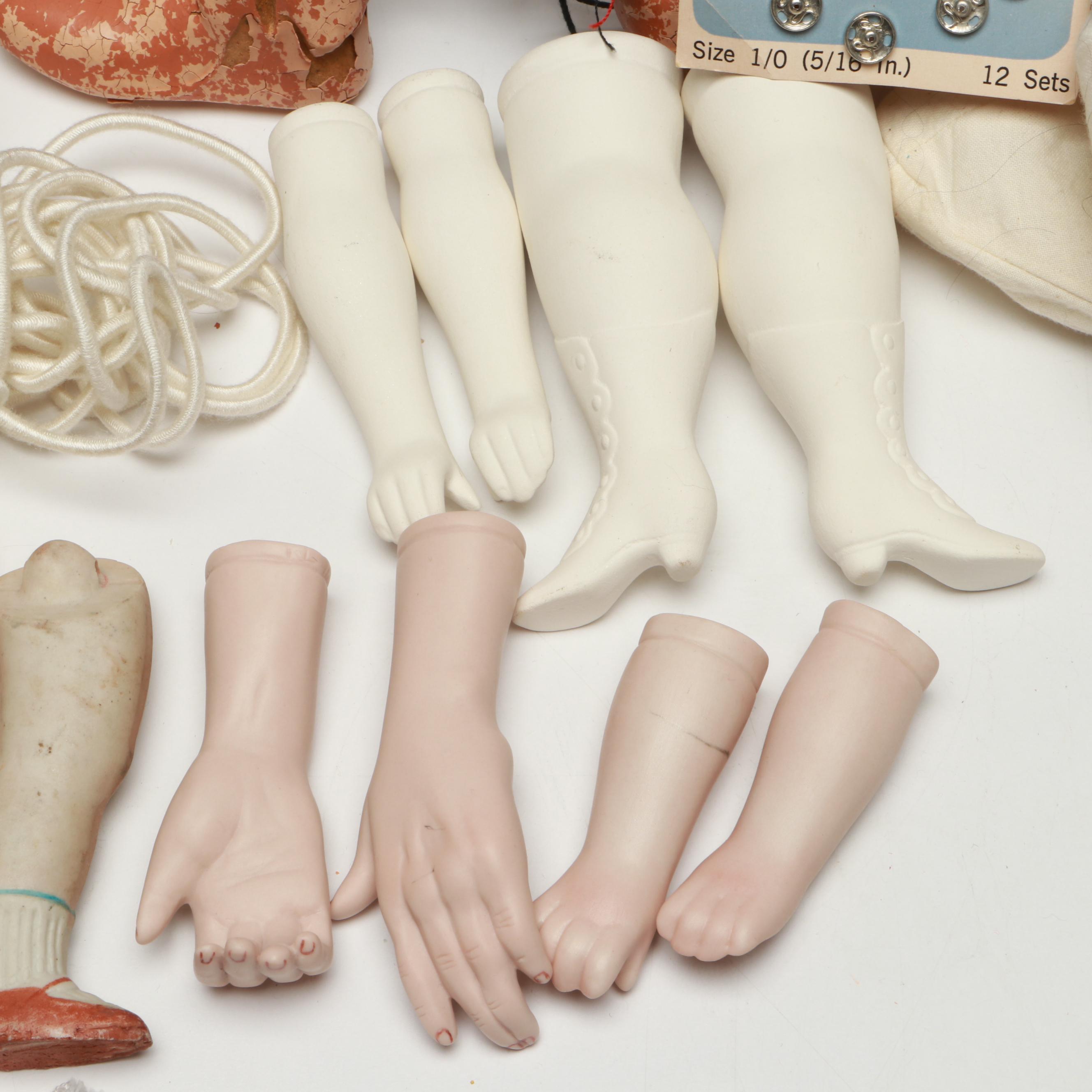 Peter Pan Marionette Dolls with Other Porcelain and Cloth Doll Parts