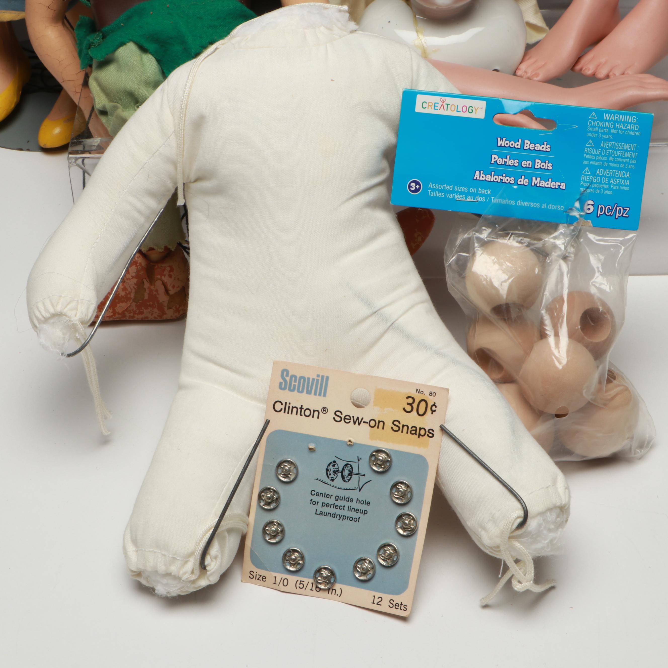 Peter Pan Marionette Dolls with Other Porcelain and Cloth Doll Parts