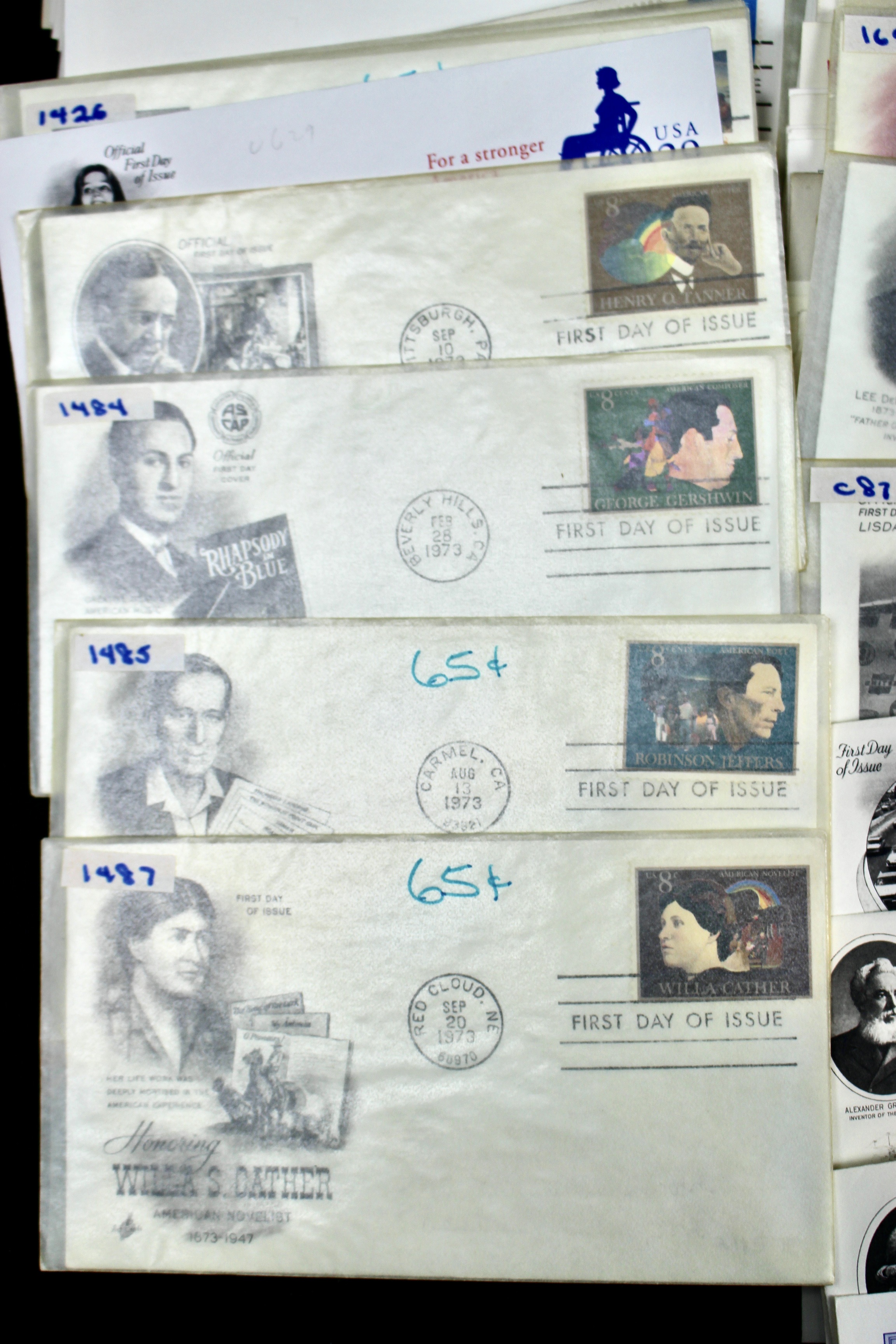 350 U.S. First Day Covers, All with Cachets, Unaddressed