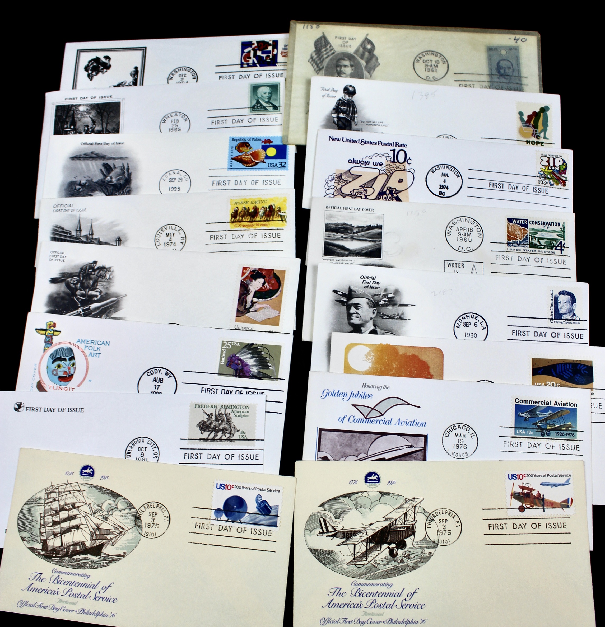 350 U.S. First Day Covers, All with Cachets, Unaddressed
