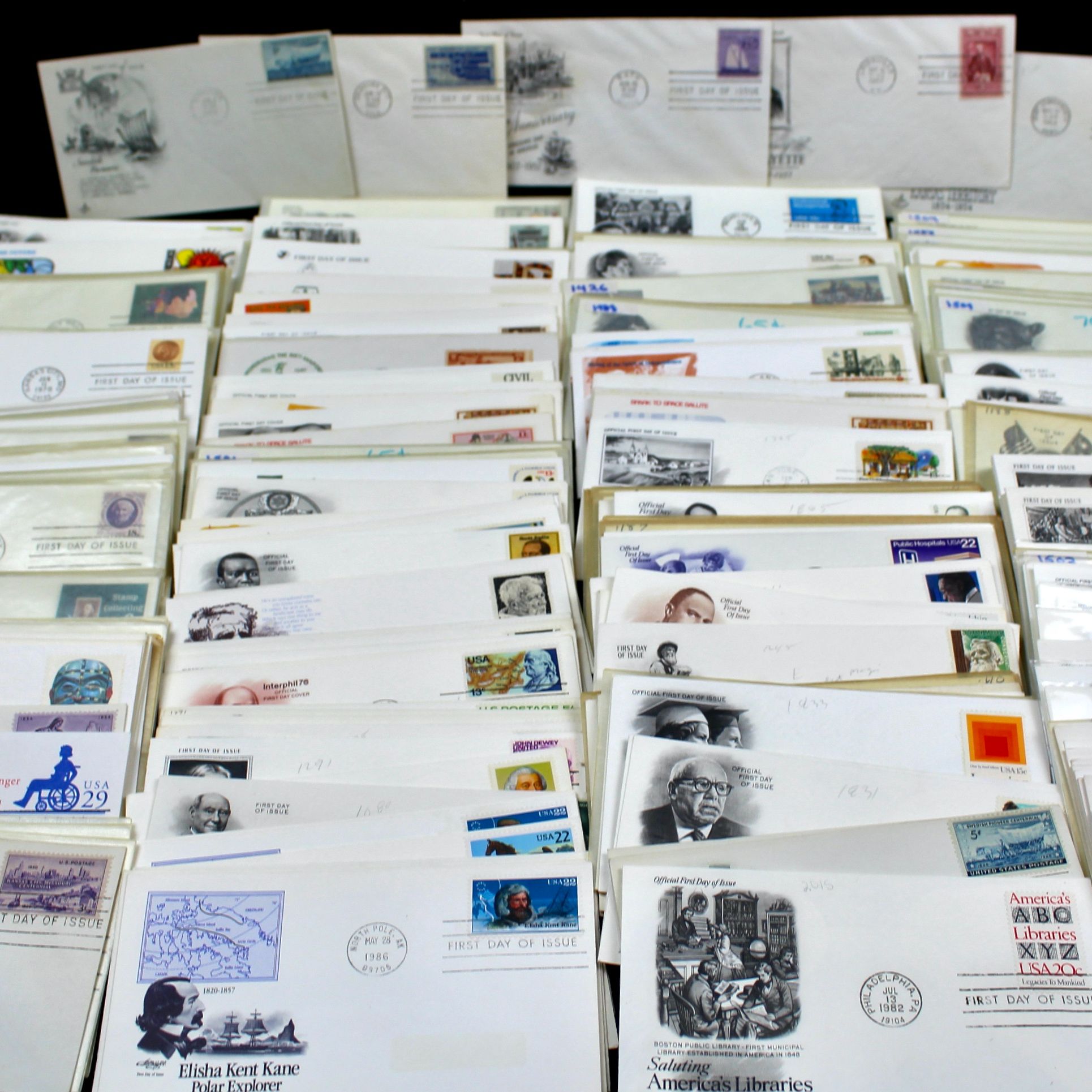 350 U.S. First Day Covers, All with Cachets, Unaddressed