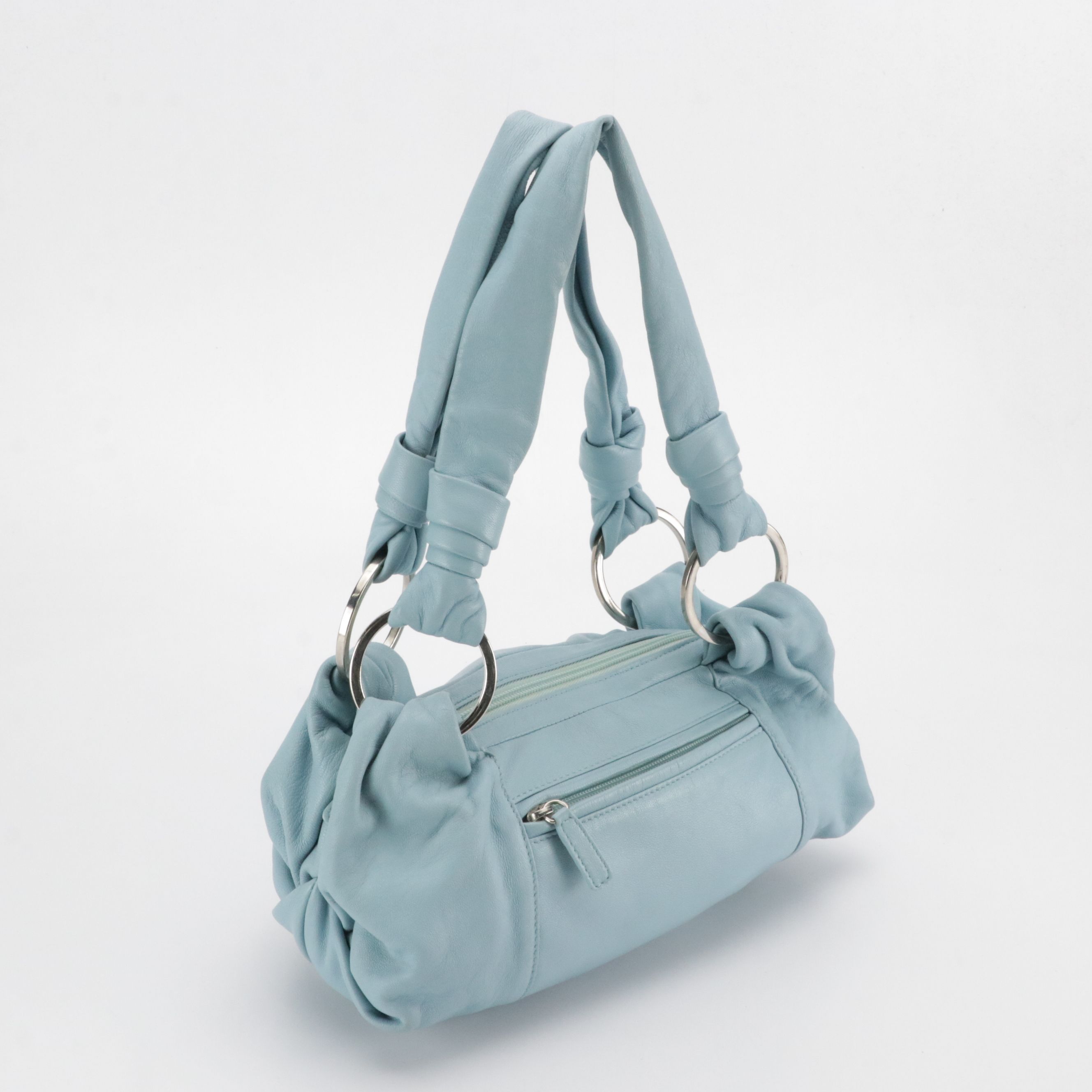 Capaccioli Blue Lambskin Leather Shoulder Bag