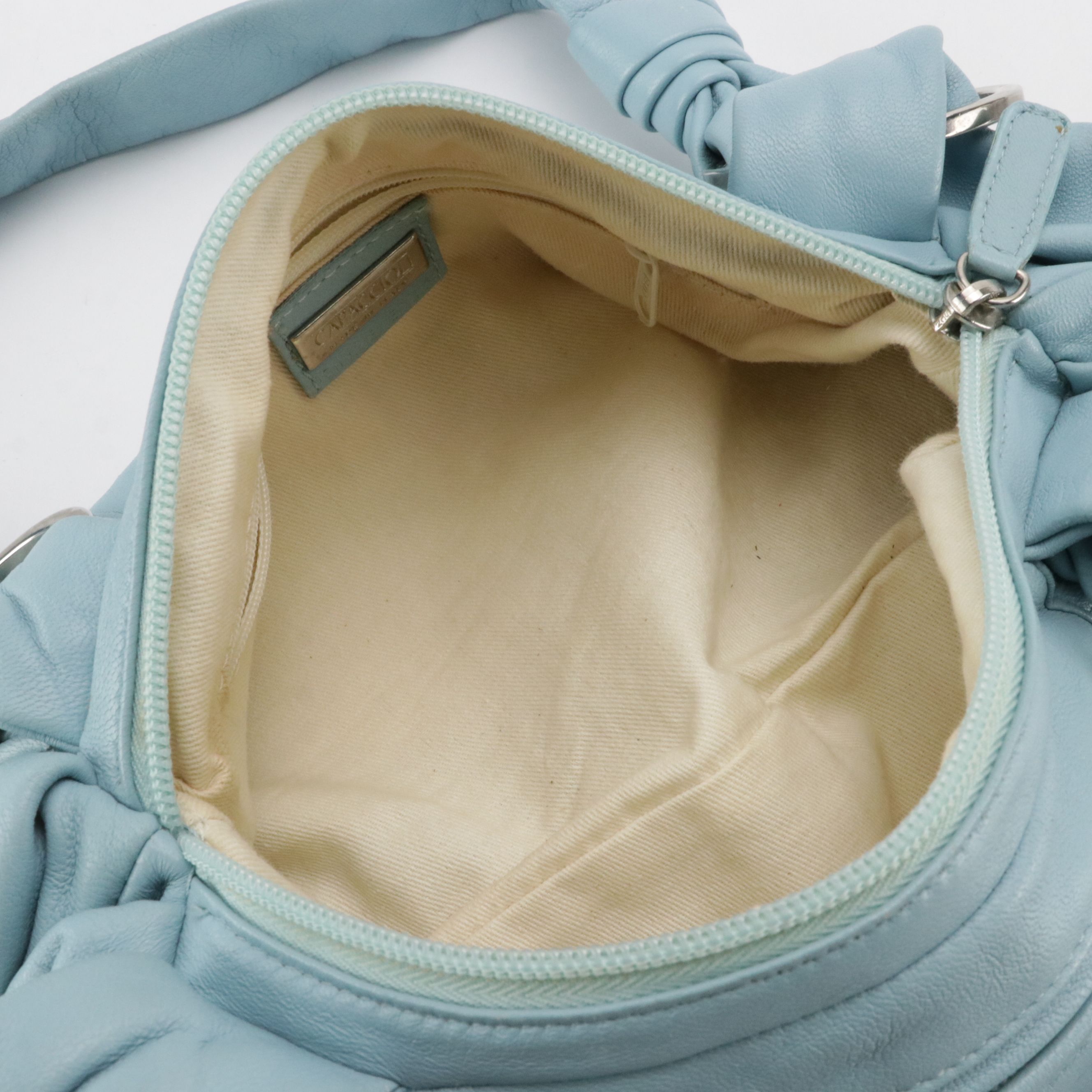 Capaccioli Blue Lambskin Leather Shoulder Bag