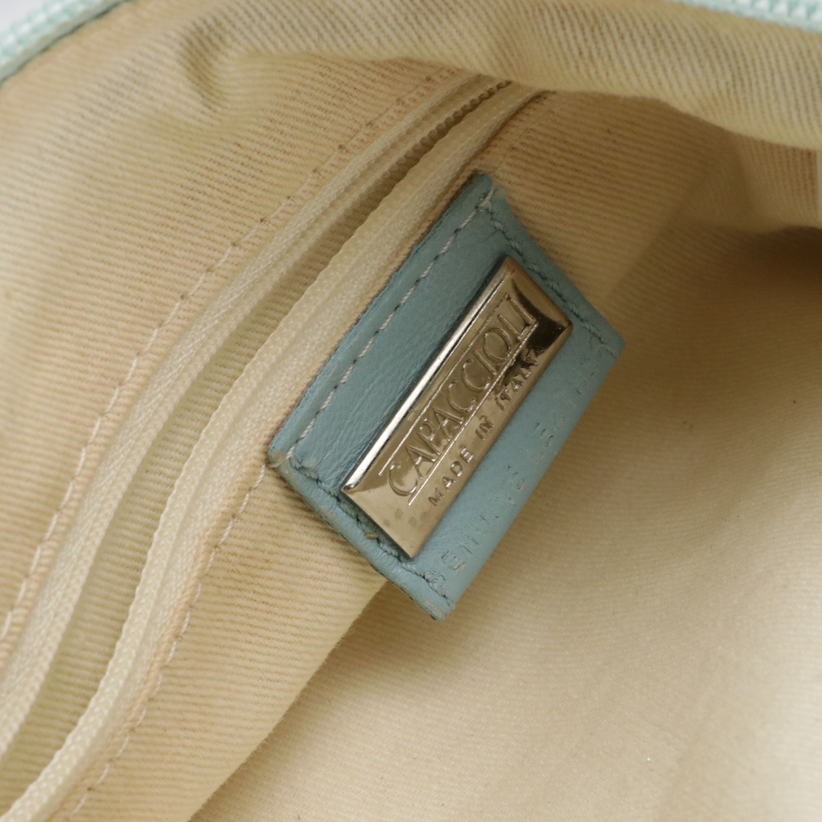 Capaccioli Blue Lambskin Leather Shoulder Bag