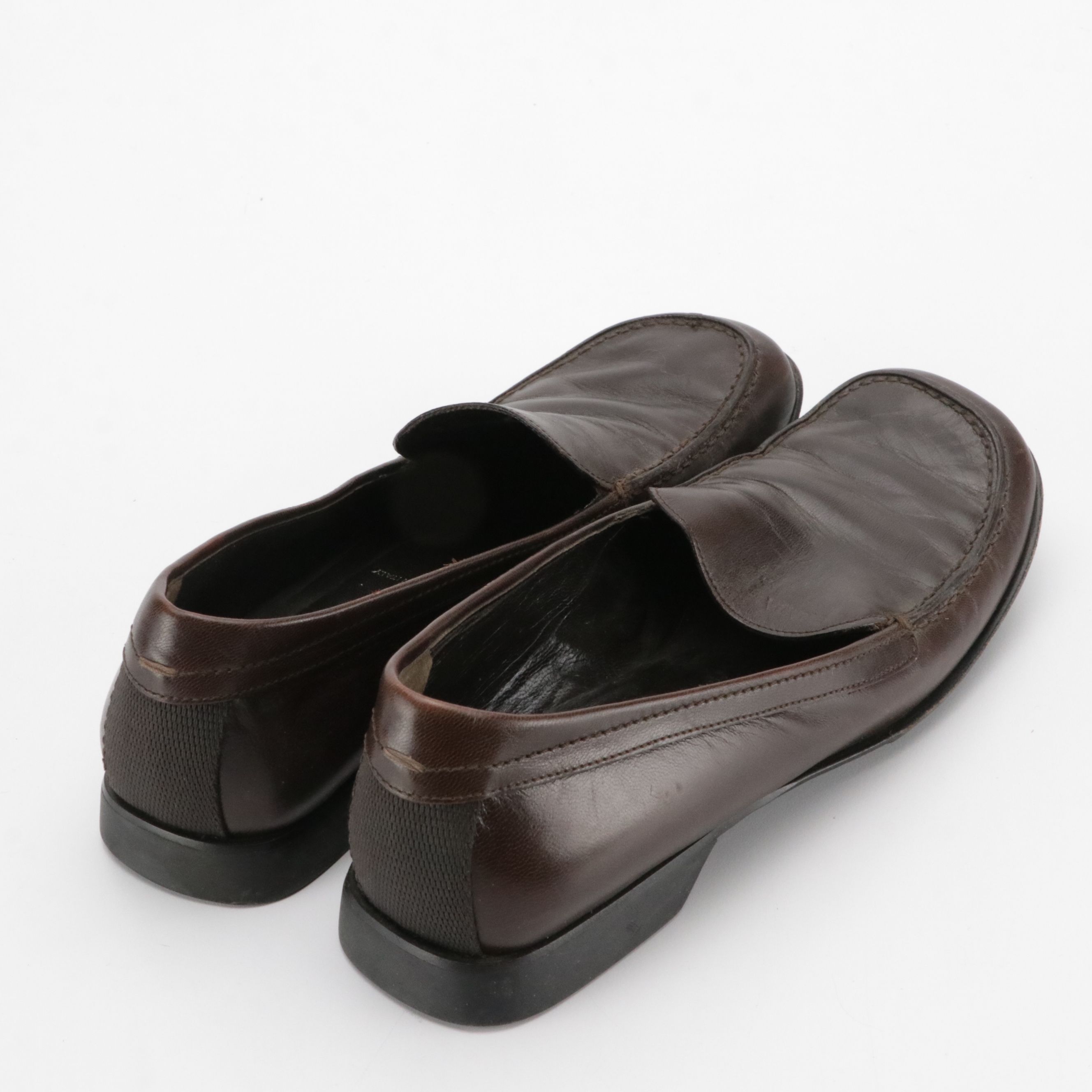Prada Square-Toe Loafers in Chocolate Brown Calfskin Leather