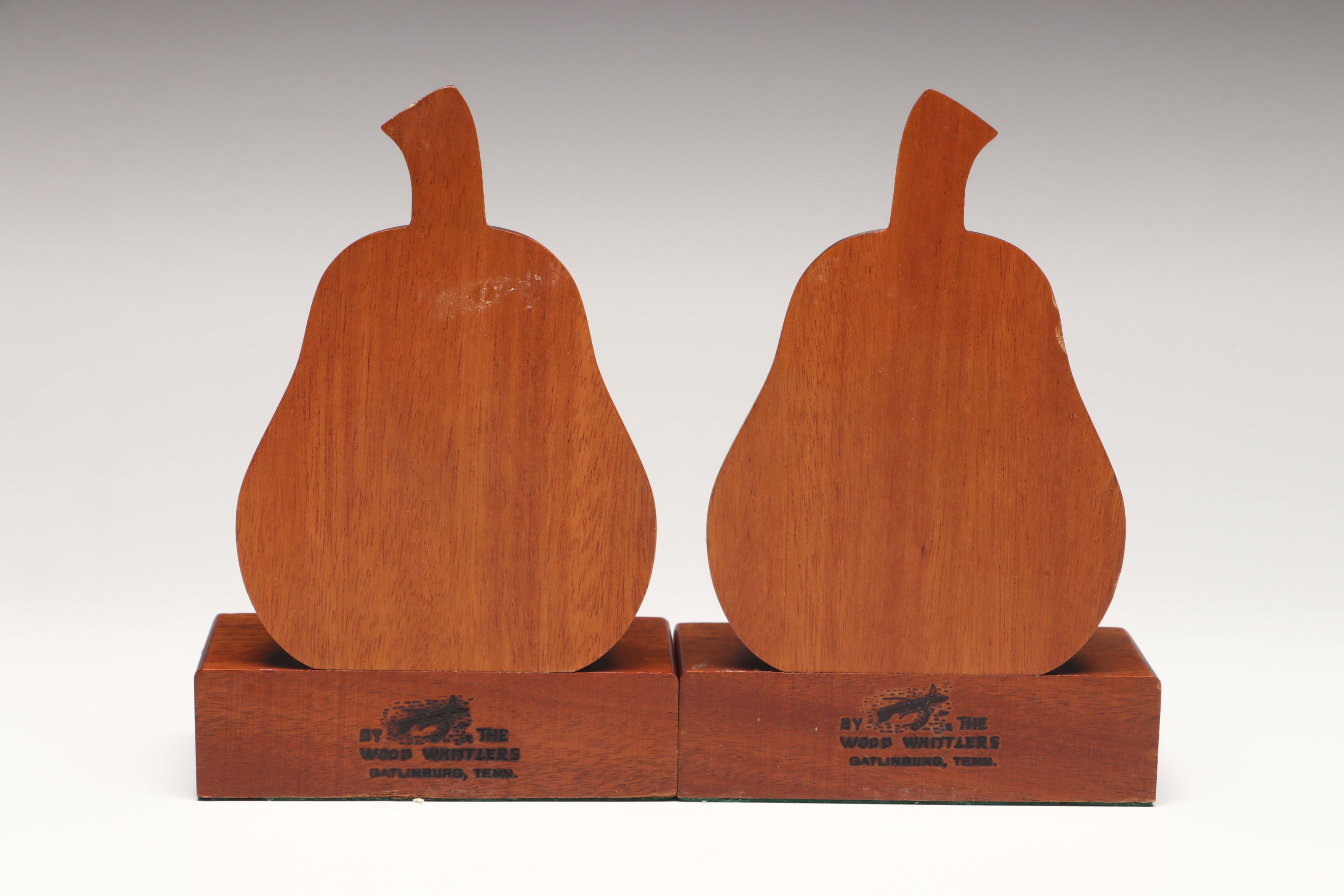 Wood Whittlers Carved Wooden Pear Bookends