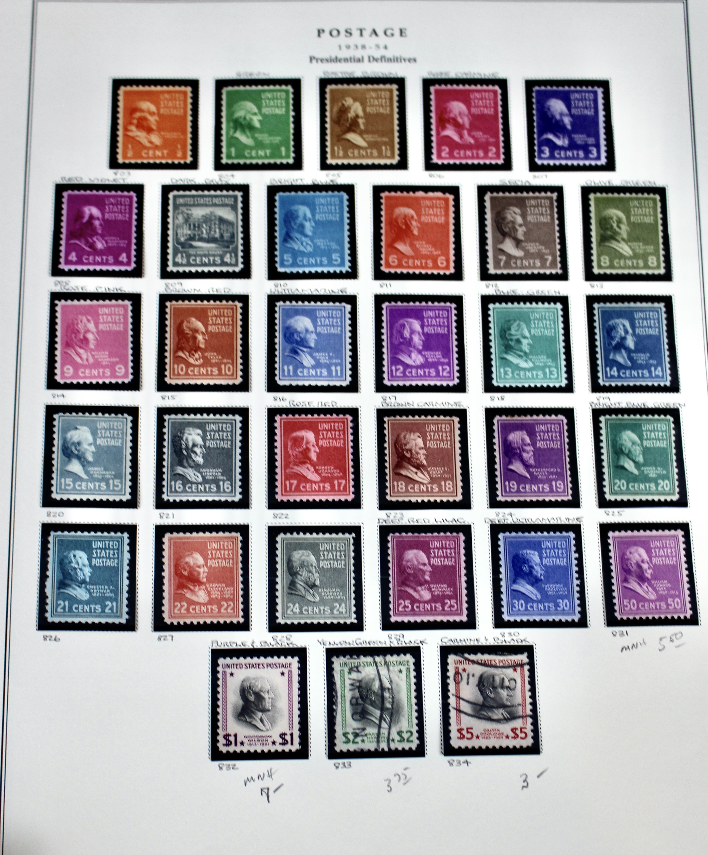 U.S. Postage Stamp Collection, Mint and Used, 1922 to 1968