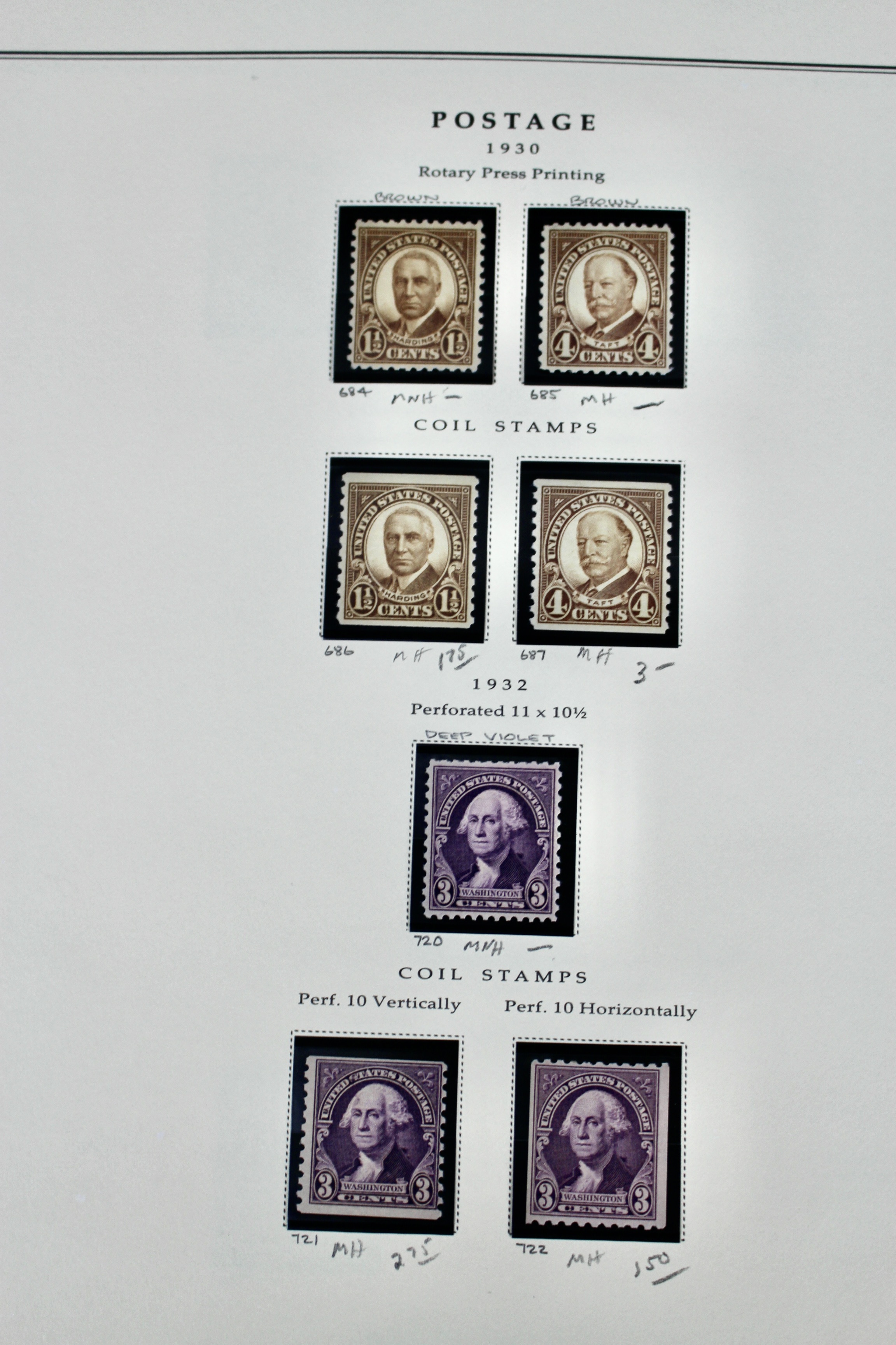 U.S. Postage Stamp Collection, Mint and Used, 1922 to 1968