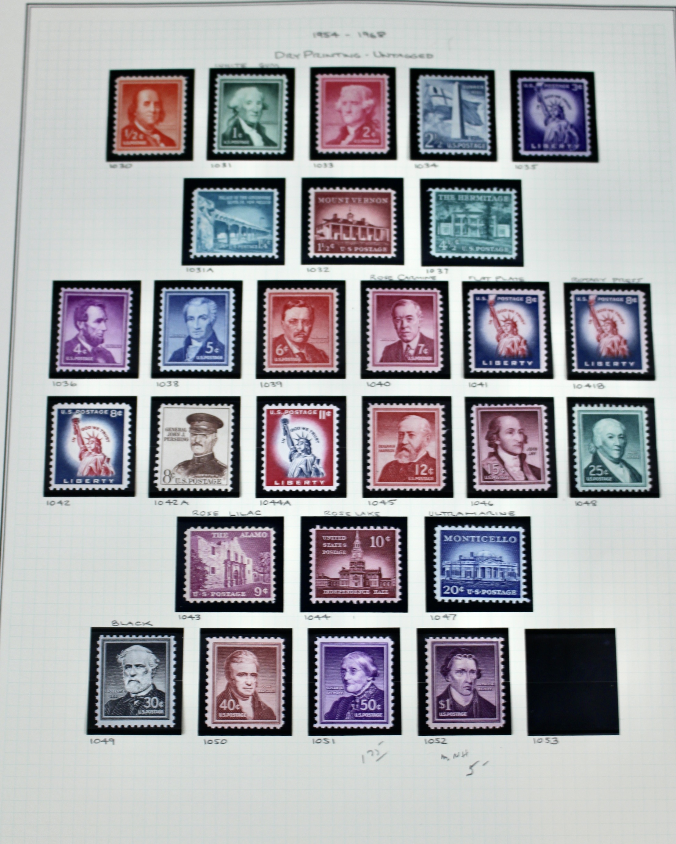 U.S. Postage Stamp Collection, Mint and Used, 1922 to 1968