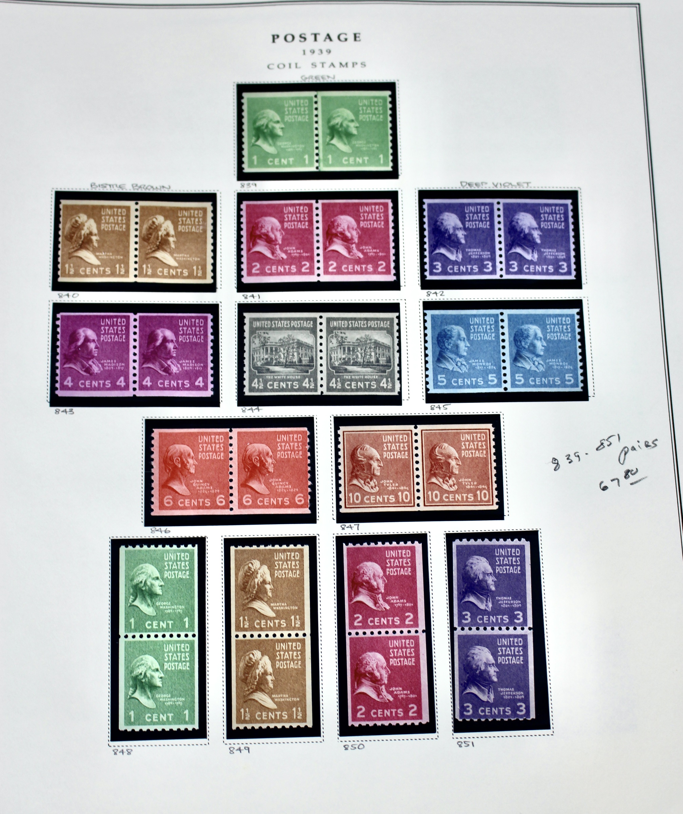 U.S. Postage Stamp Collection, Mint and Used, 1922 to 1968