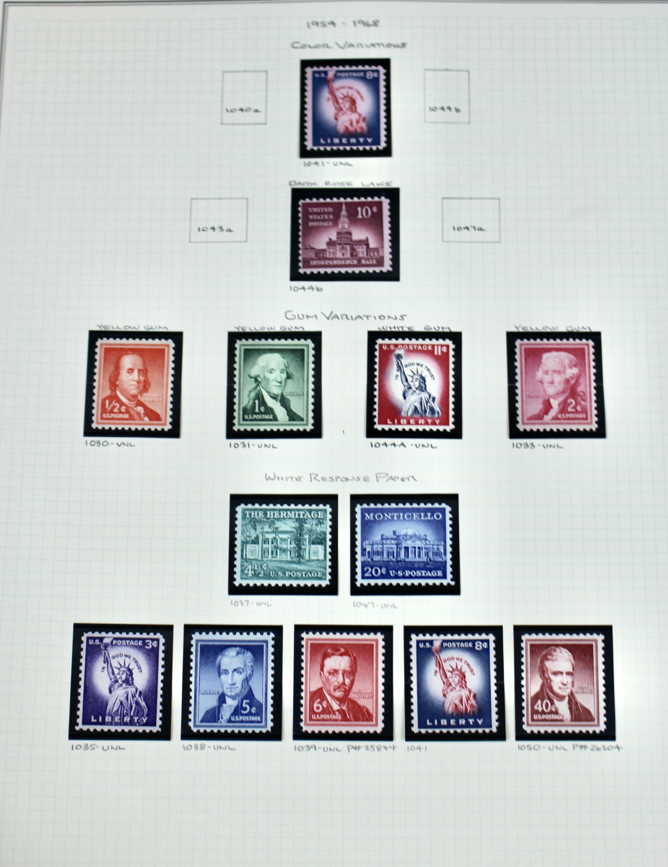 U.S. Postage Stamp Collection, Mint and Used, 1922 to 1968