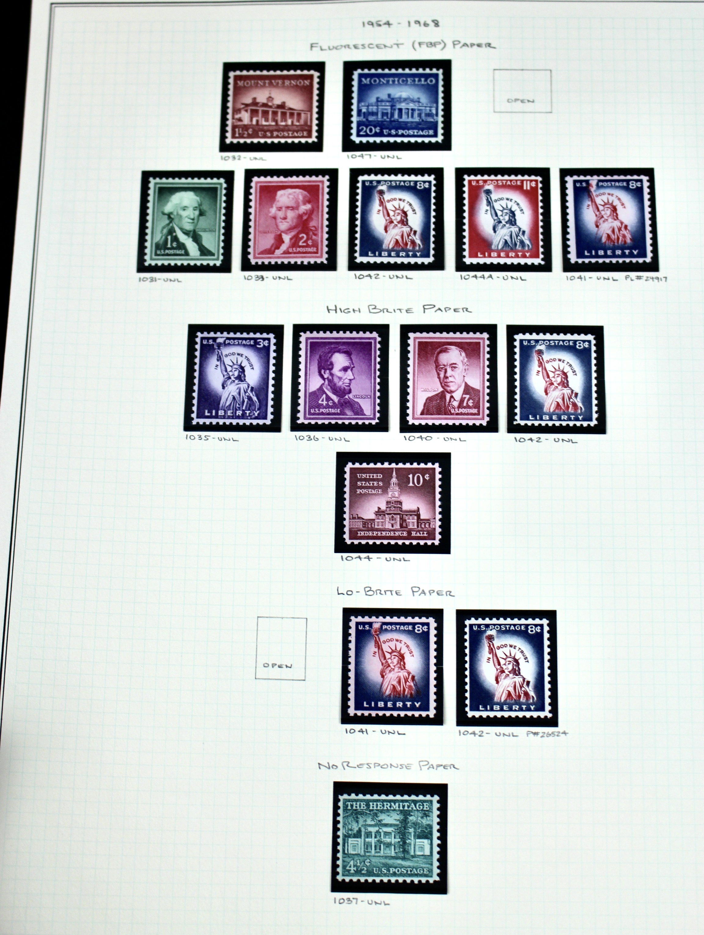 U.S. Postage Stamp Collection, Mint and Used, 1922 to 1968