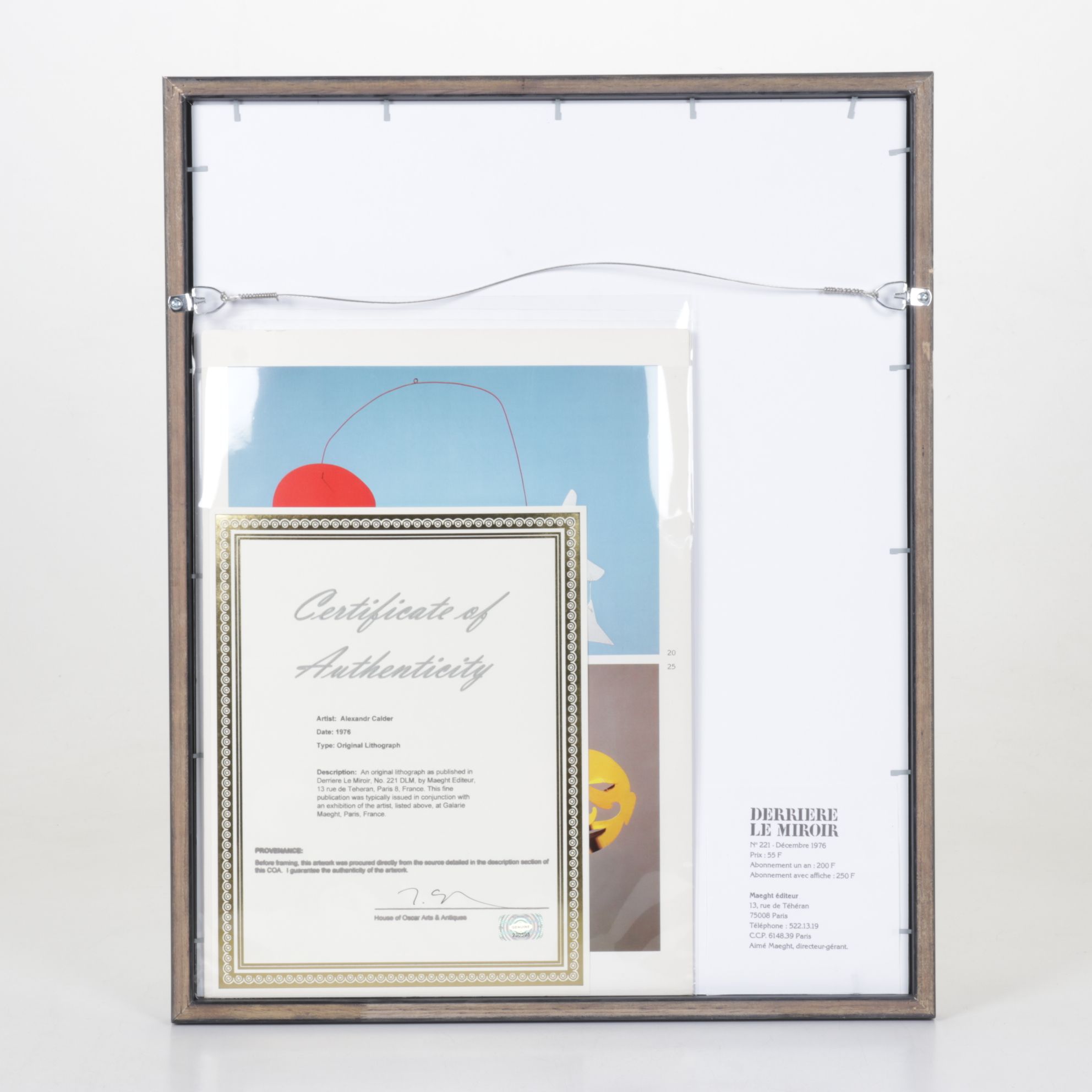 Alexander Calder Lithograph Left Side Cover for "Derrière le Miroir #221", 1976