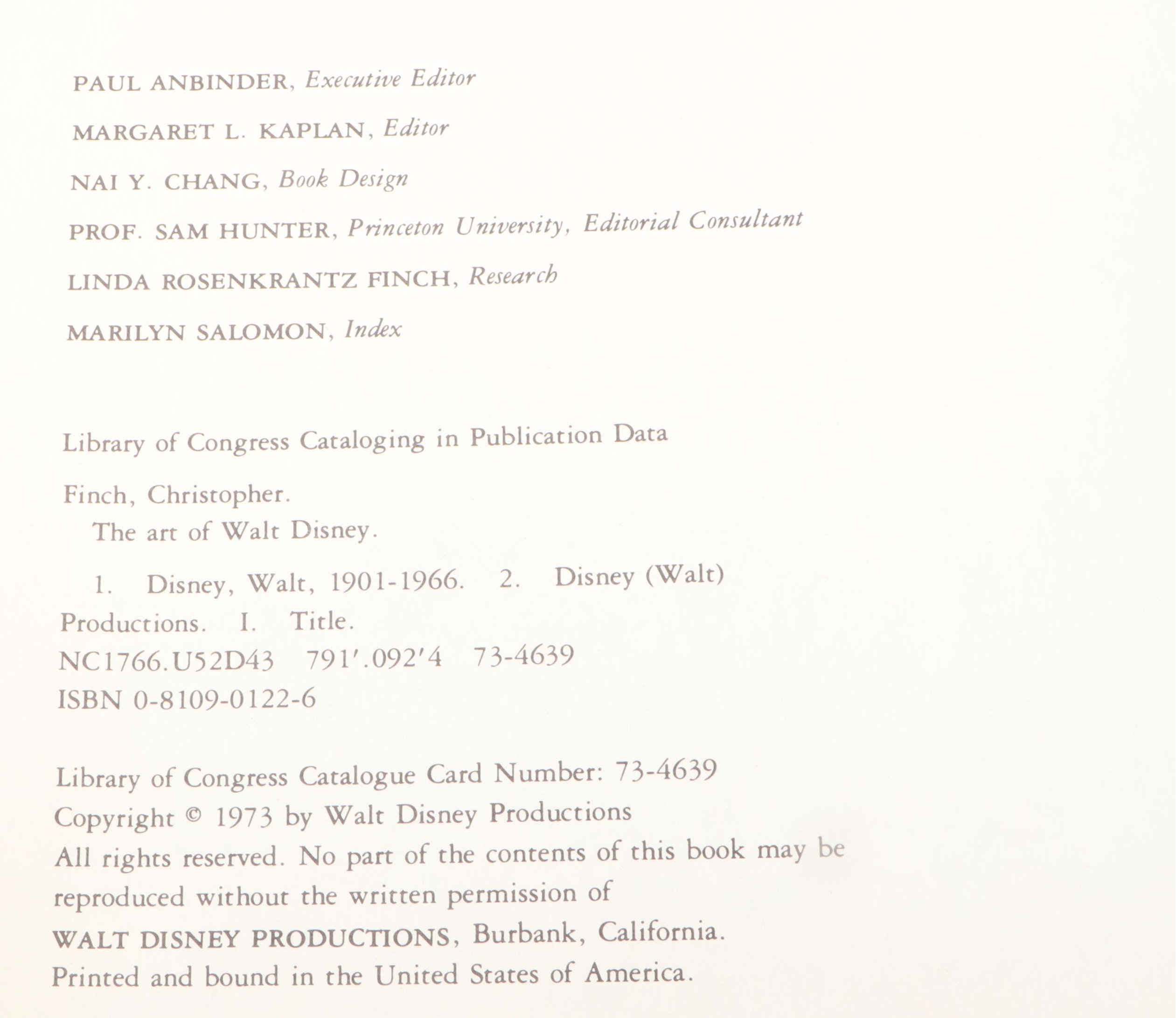 First Edition "The Art of Walt Disney" by Christopher Finch, 1973