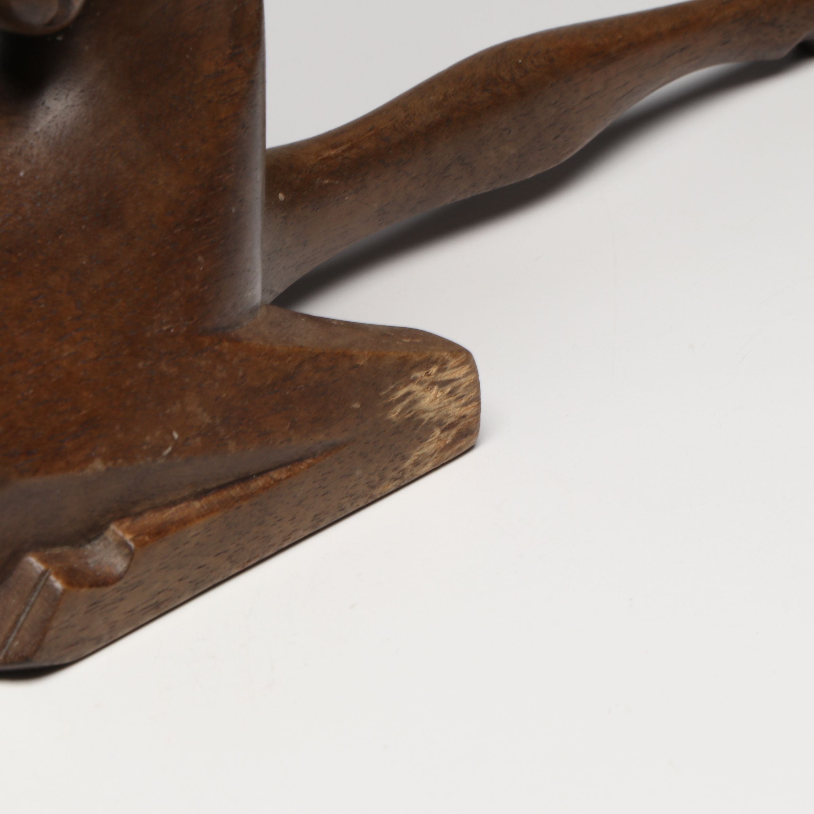 Art Deco Carved Wood and Brass Fallow Deer, Manner of Werkstätte Hagenauer