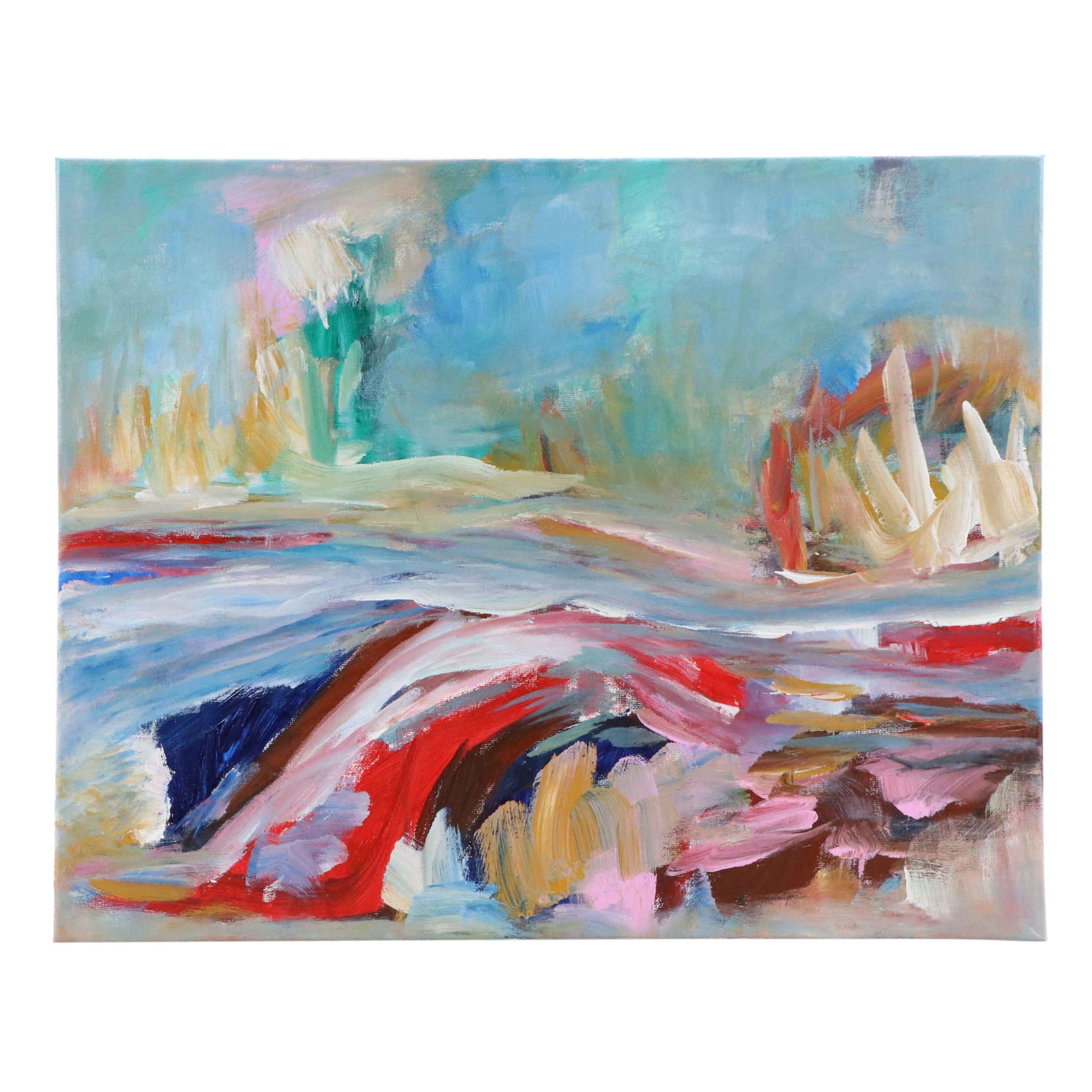 Saul Gefen Abstract Expressionist Acrylic Painting, 2025