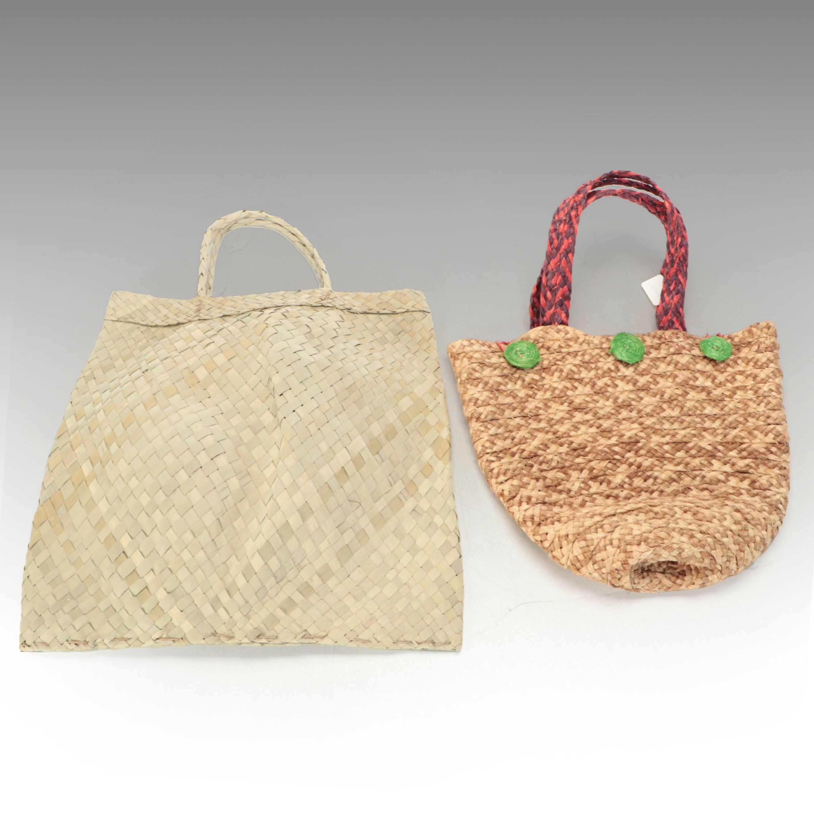 Haitian Woven Coconut Palm and Sisal Fiber Shopping Bags