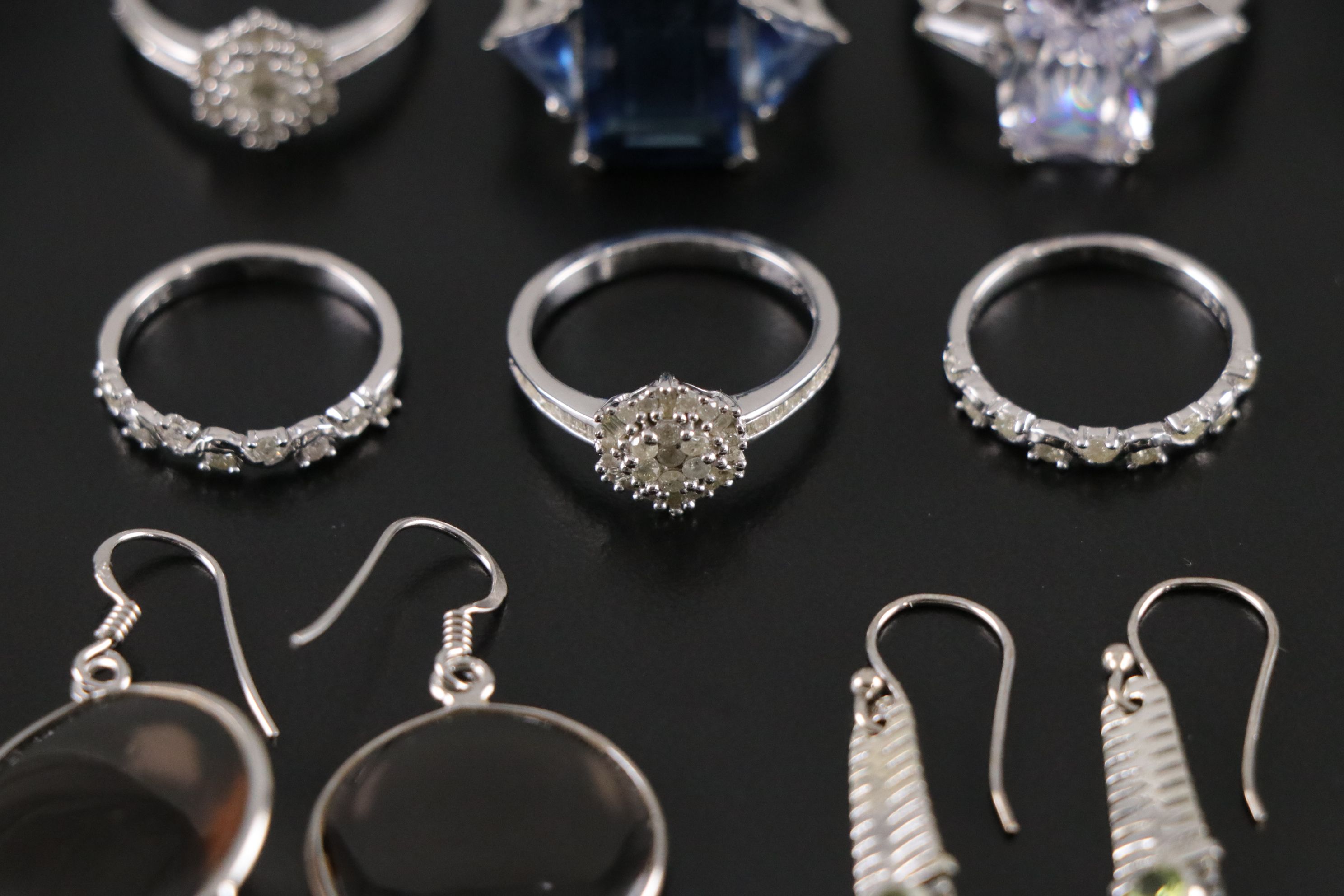 14 Assorted Sterling Silver Rings and Earrings