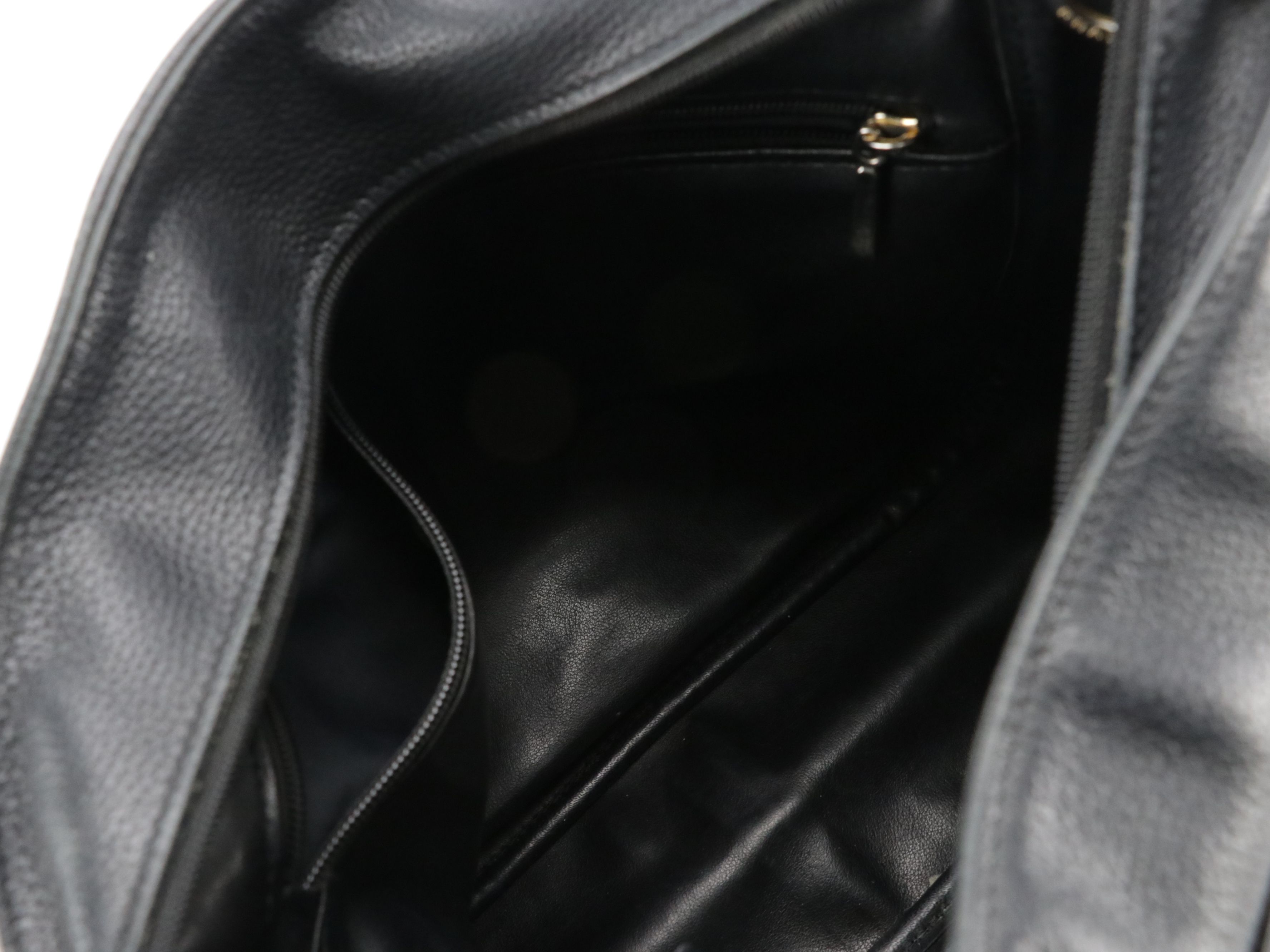 Longchamp Black Grain Leather Shoulder Bag