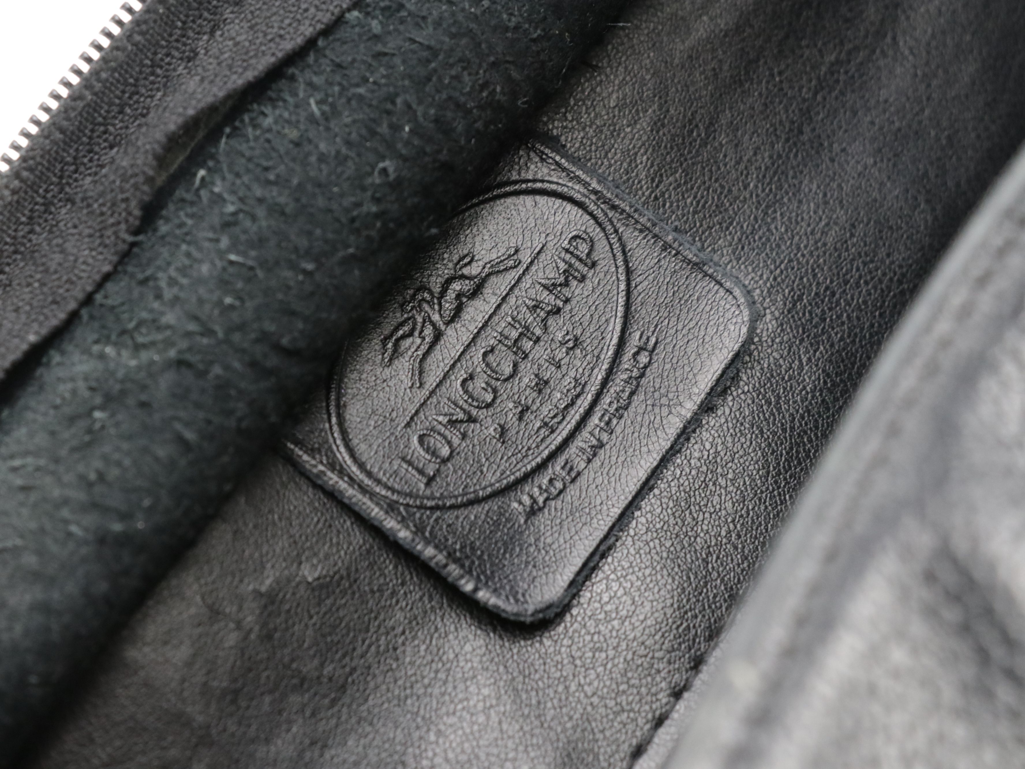 Longchamp Black Grain Leather Shoulder Bag