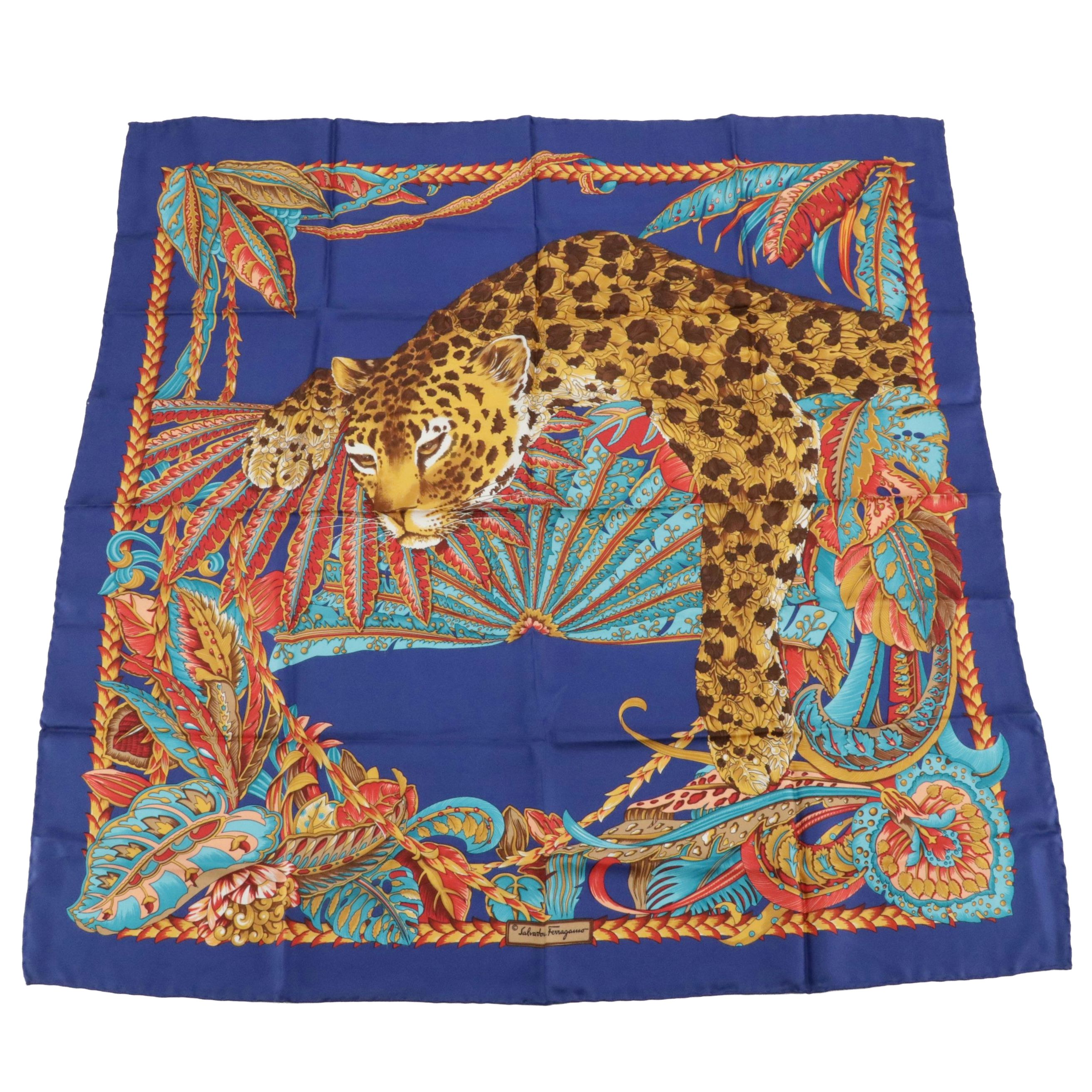 Salvatore Ferragamo Floral Leopard Scarf 90 in Silk