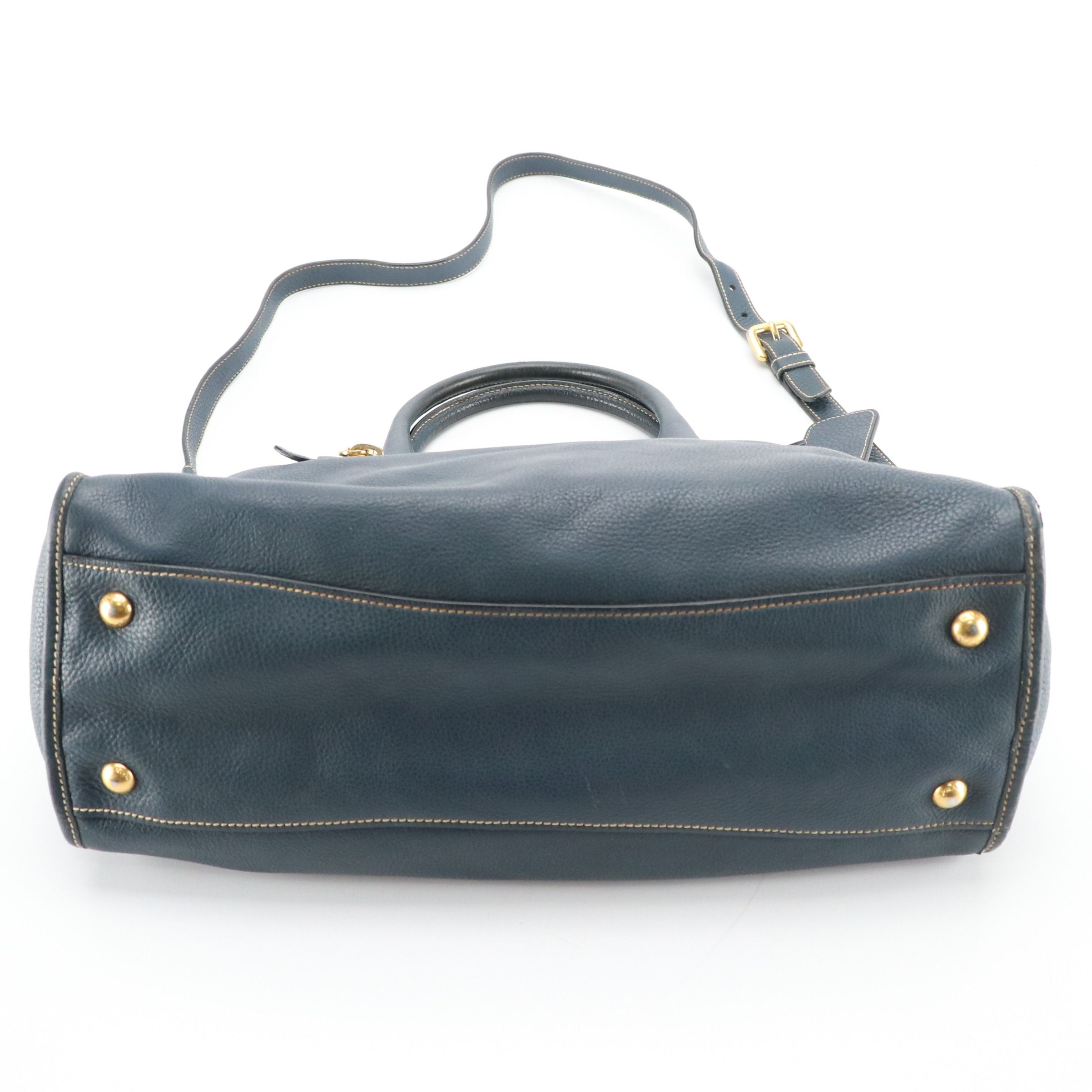 Prada Satchel Bag in Blue Vitello Daino Leather