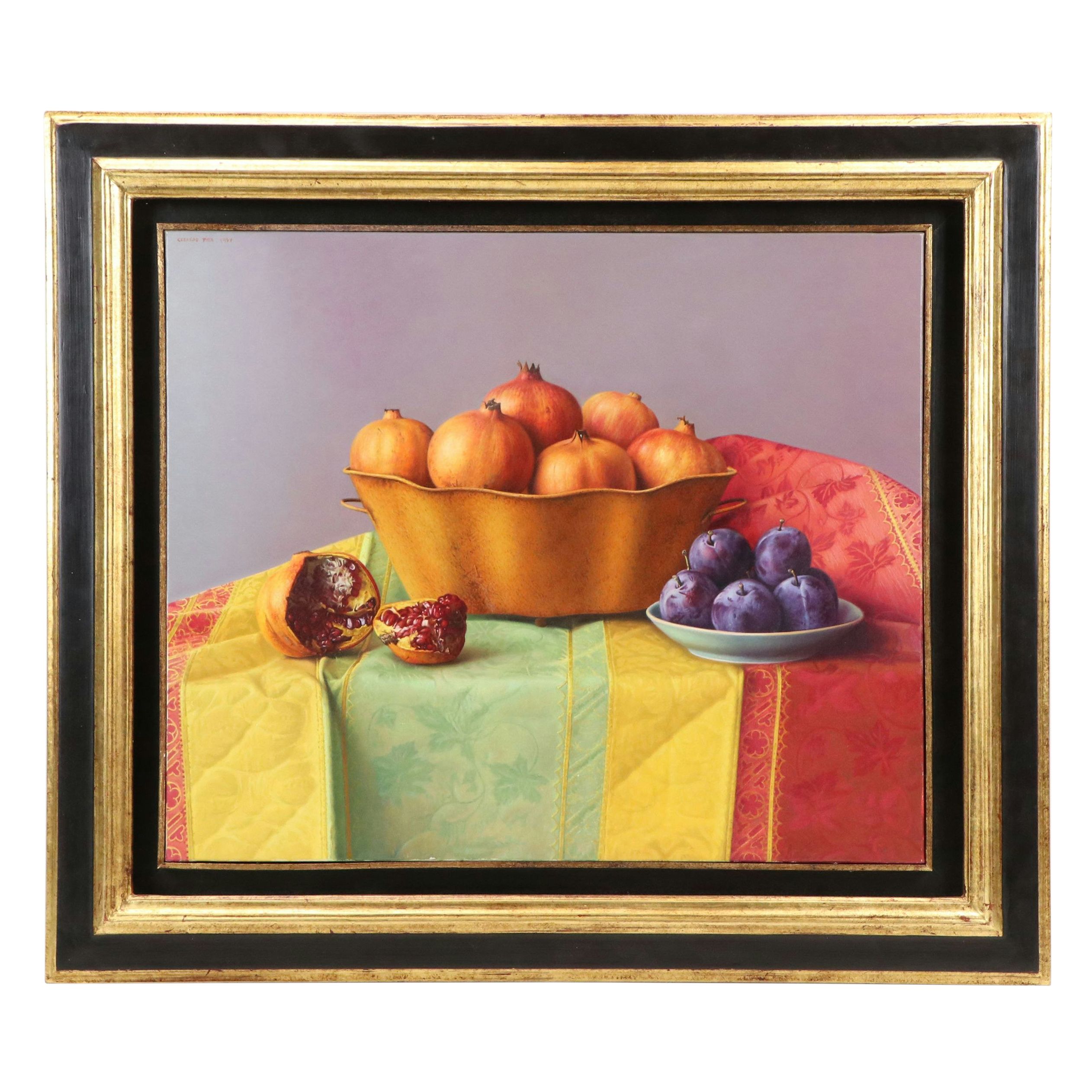 Gerardo Pita Oil Painting of Still Life with Fruits, 1997