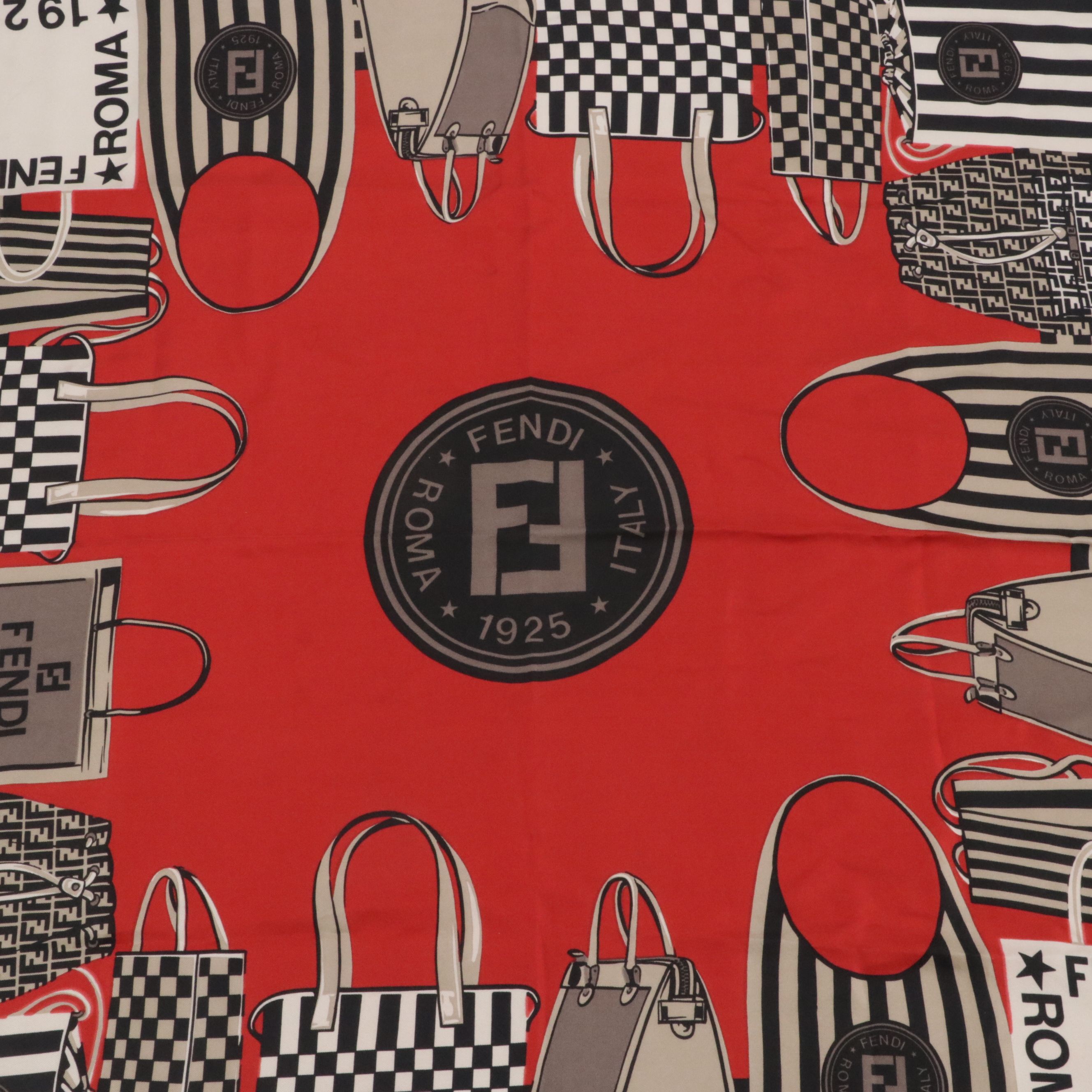 Fendi Handbag Printed Silk Twill Scarf