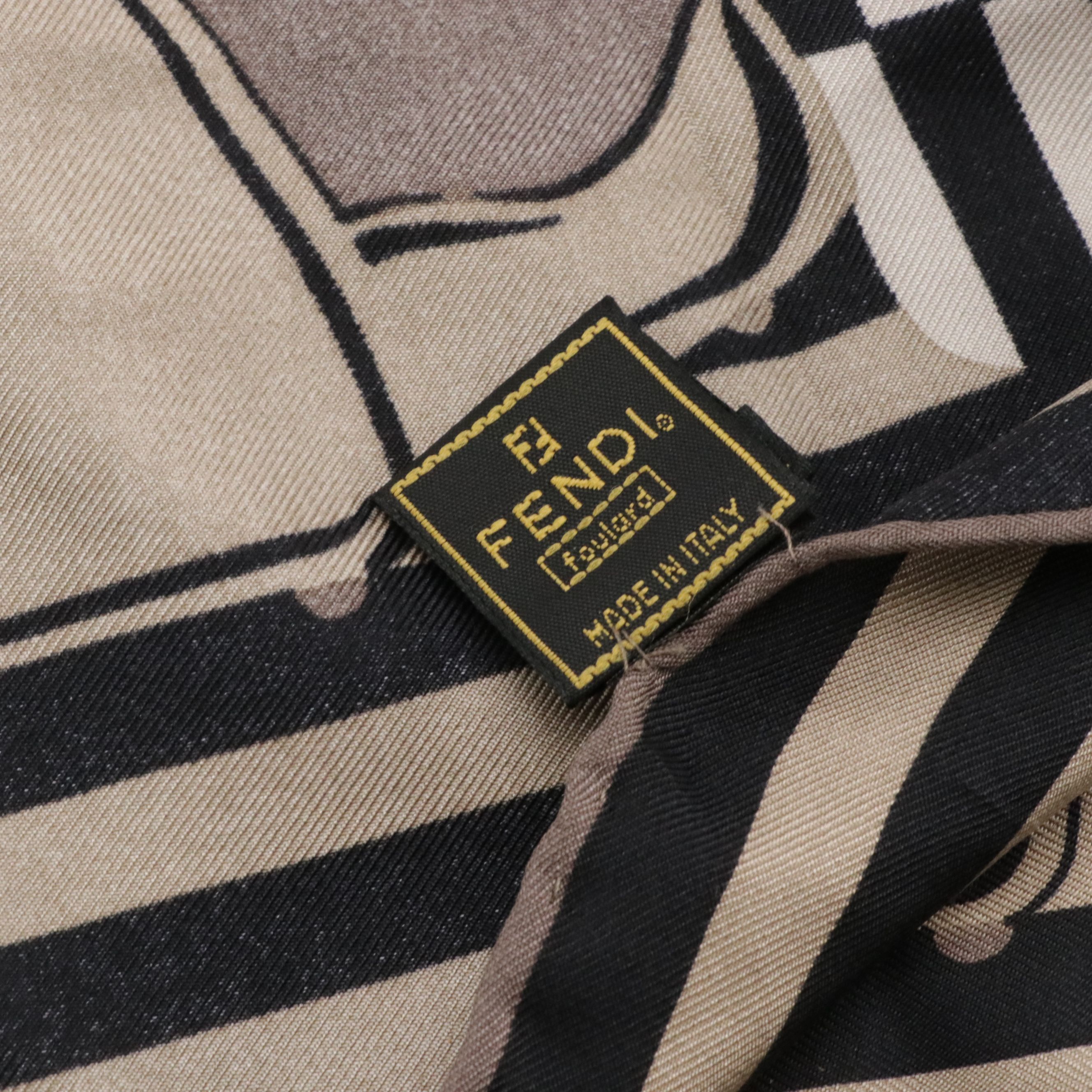 Fendi Handbag Printed Silk Twill Scarf