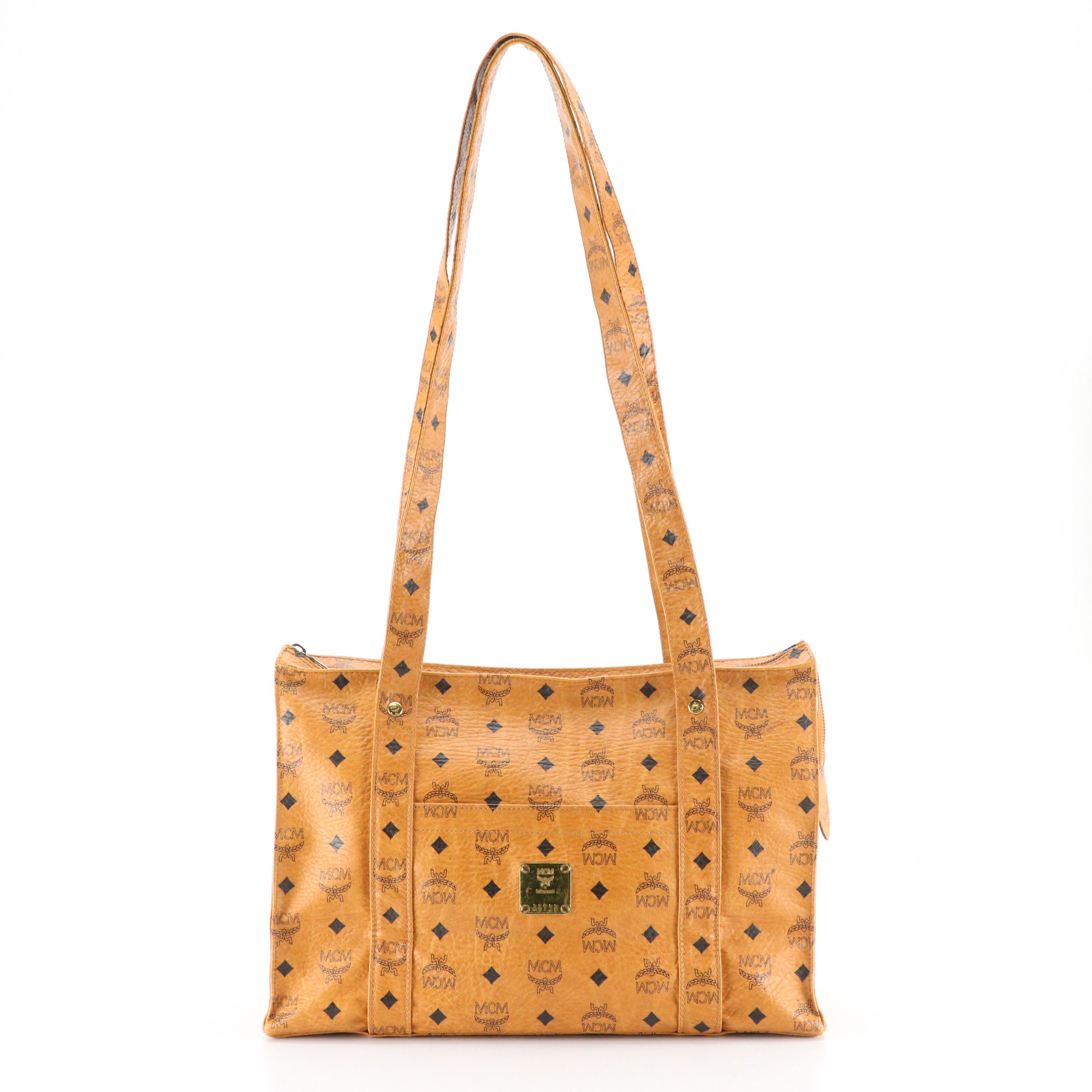 MCM Tote Bag in Cognac Visetos Coated Canvas