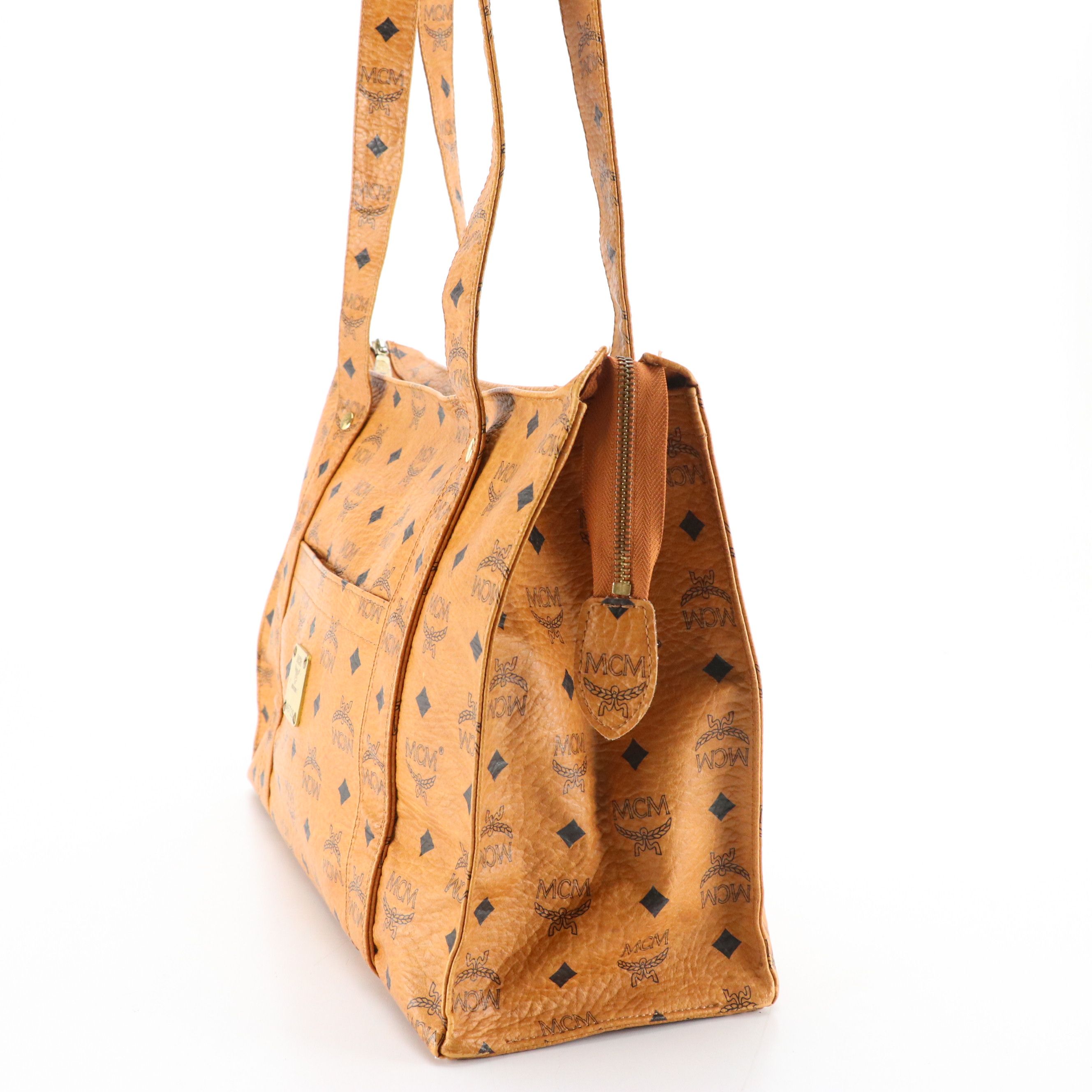 MCM Tote Bag in Cognac Visetos Coated Canvas