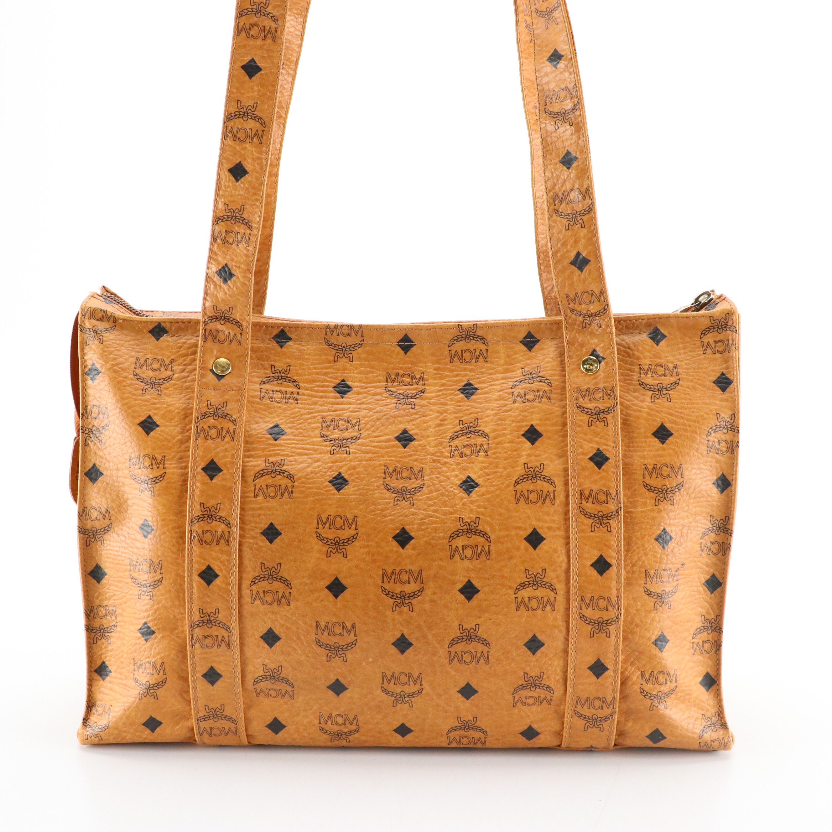 MCM Tote Bag in Cognac Visetos Coated Canvas