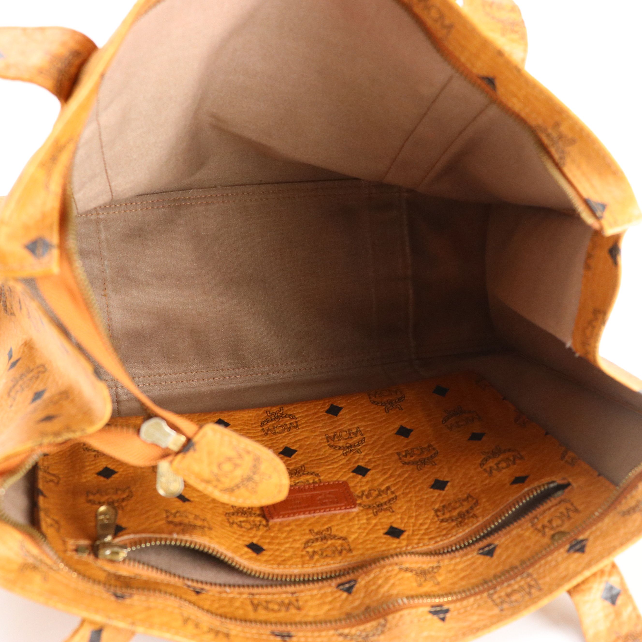 MCM Tote Bag in Cognac Visetos Coated Canvas