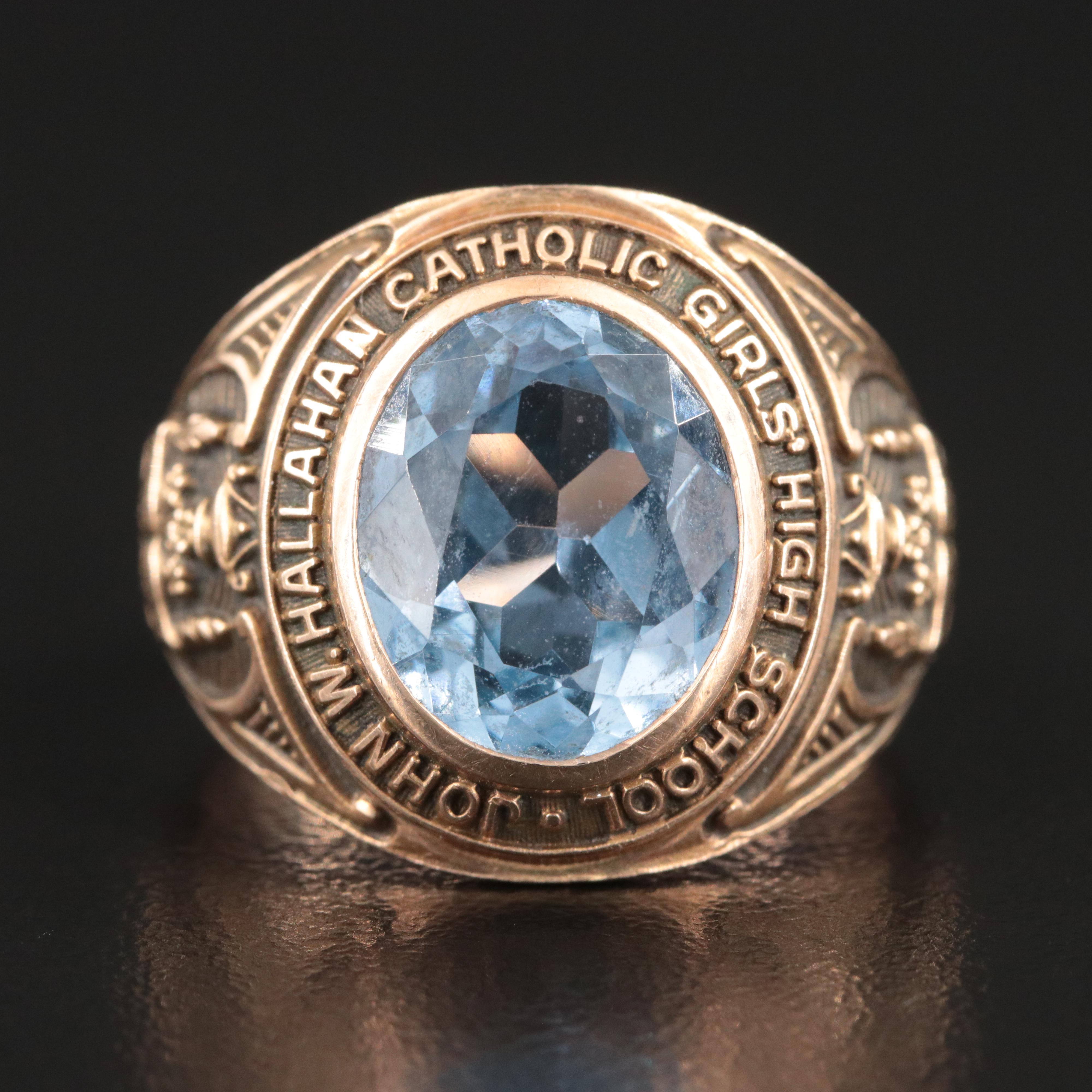 Vintage 10K Spinel Girls Catholic High School Class Ring