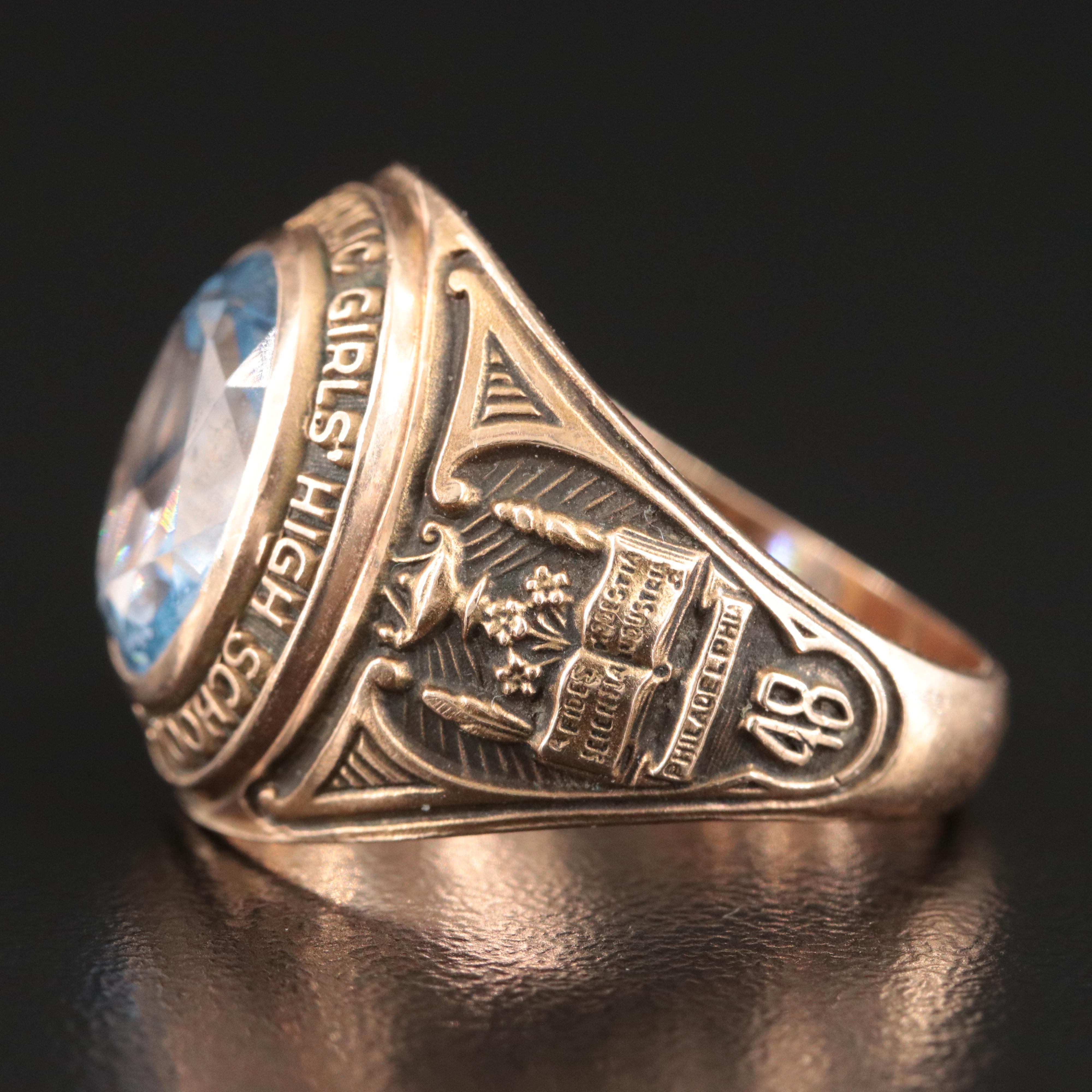 Vintage 10K Spinel Girls Catholic High School Class Ring