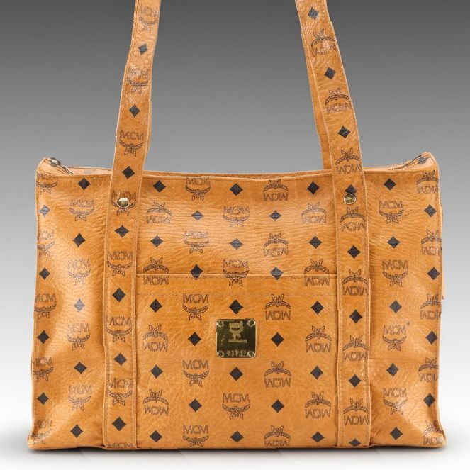 MCM Tote Bag in Cognac Visetos Coated Canvas
