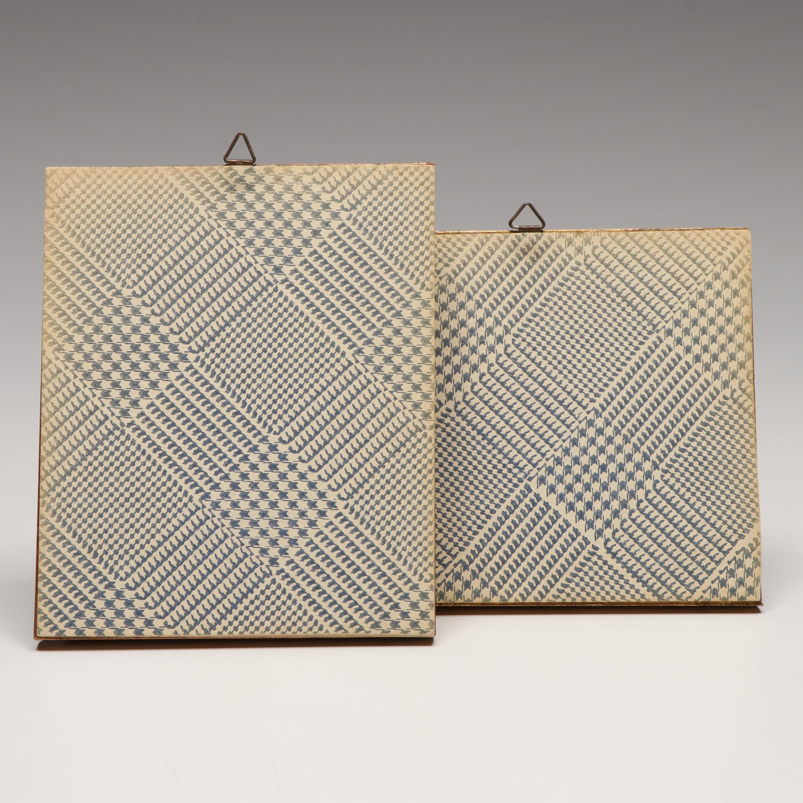 Miniature Oil Paintings of Figures in Cityscape Scenes, 20th Century