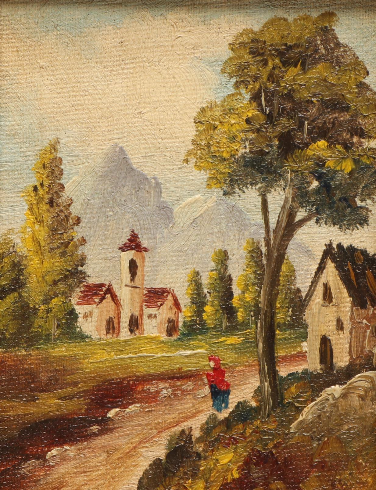 Miniature Oil Paintings of Countryside Scenes, 20th Century