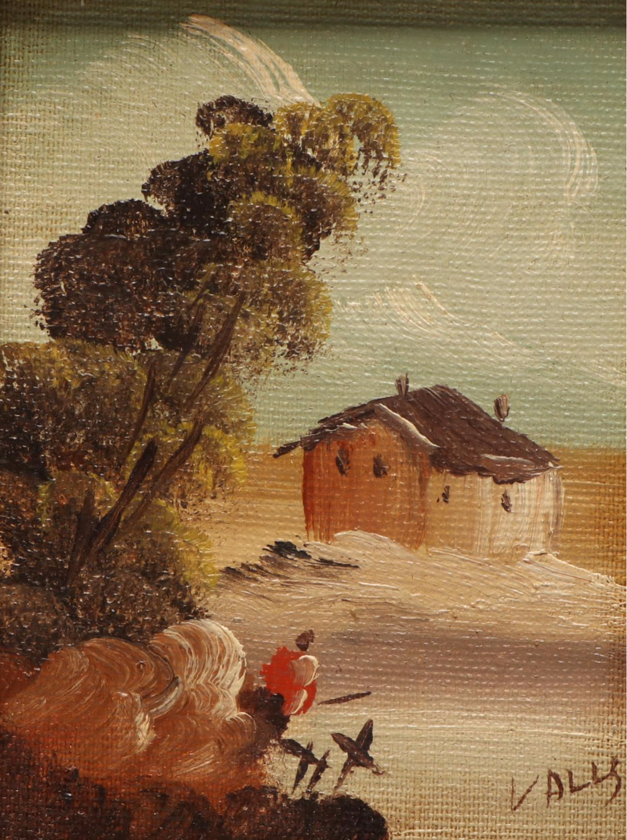 Miniature Oil Paintings of Countryside Scenes, 20th Century