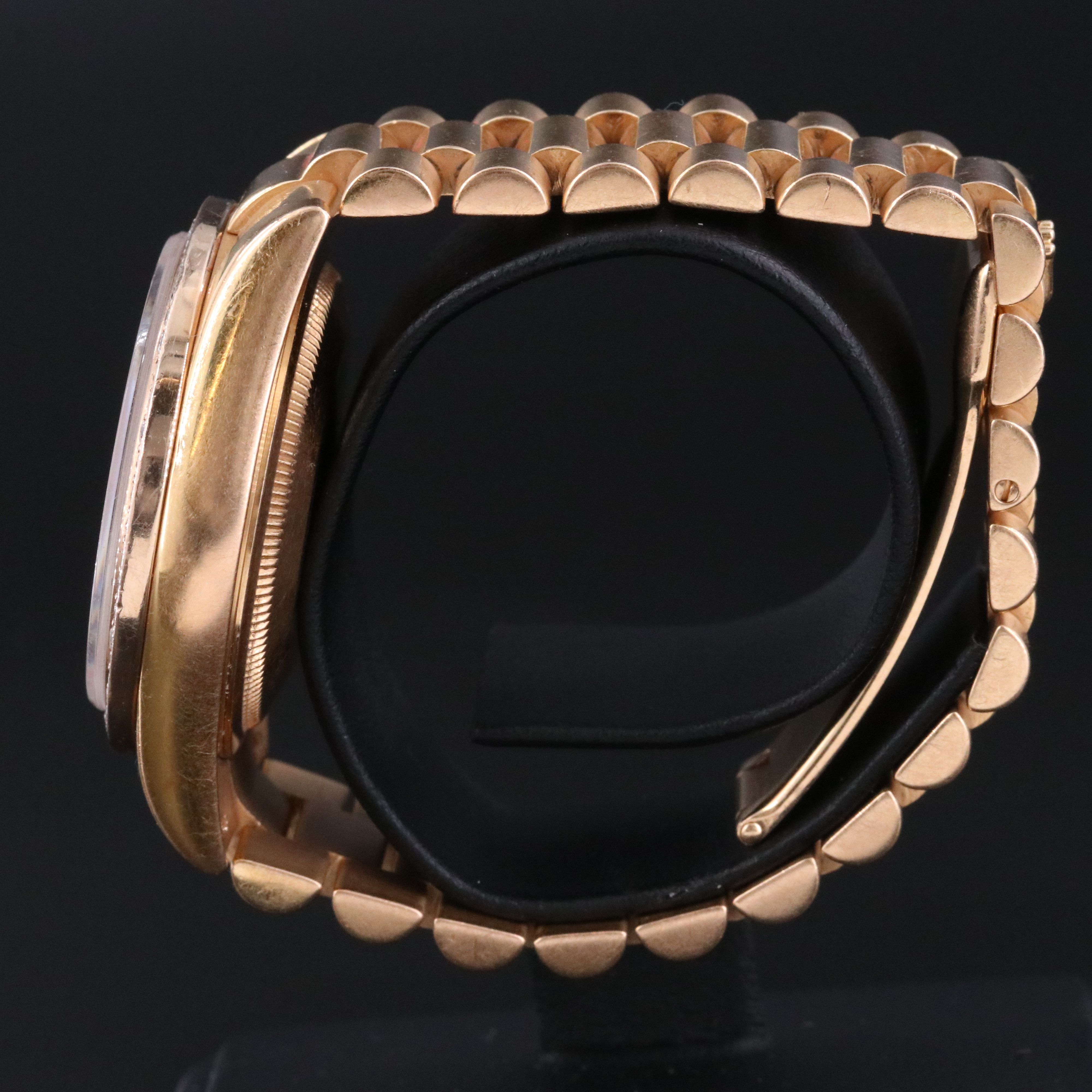 2005 Rolex Day - Date President 18K Everose Custom Diamond Bezel 118325 Watch