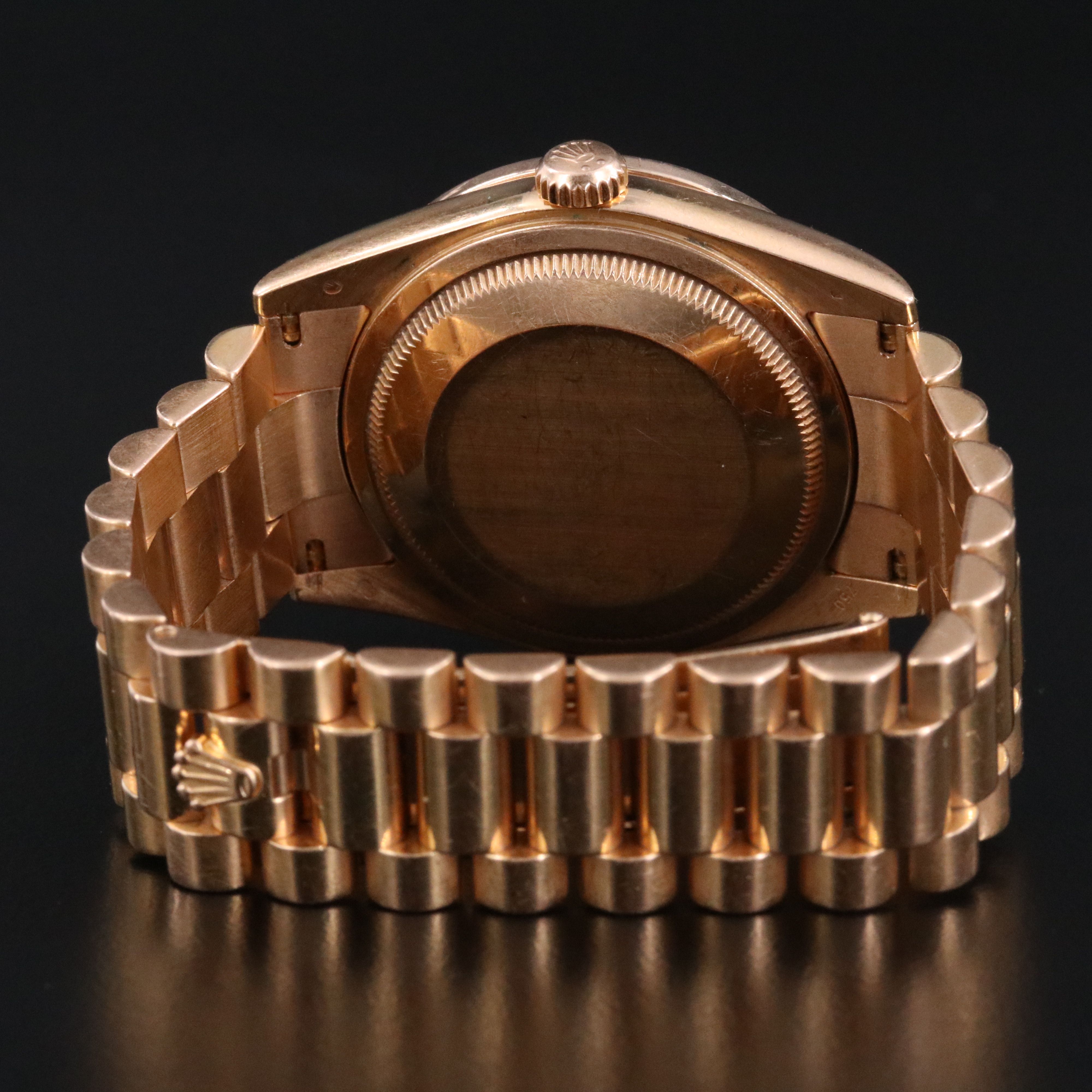 2005 Rolex Day - Date President 18K Everose Custom Diamond Bezel 118325 Watch