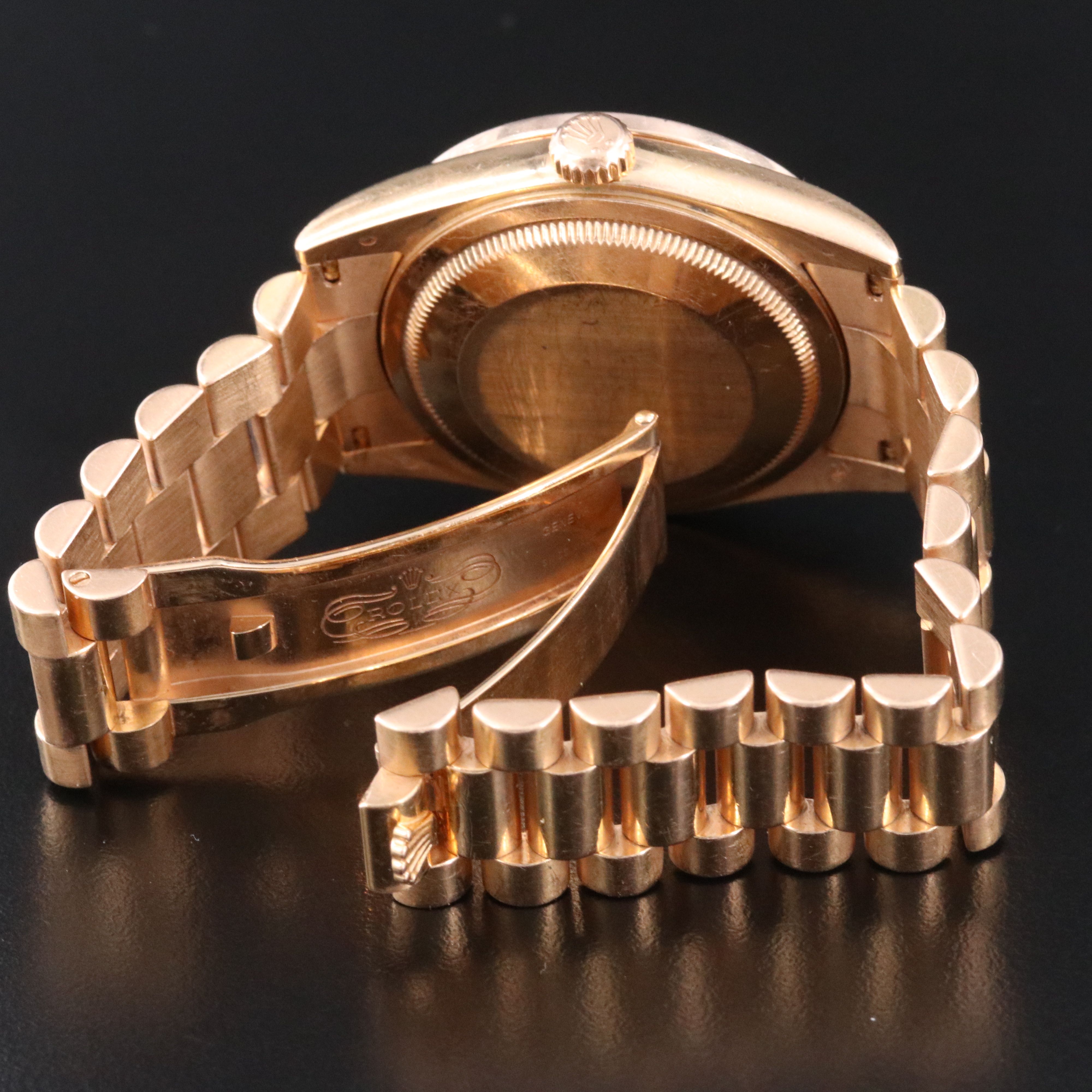 2005 Rolex Day - Date President 18K Everose Custom Diamond Bezel 118325 Watch