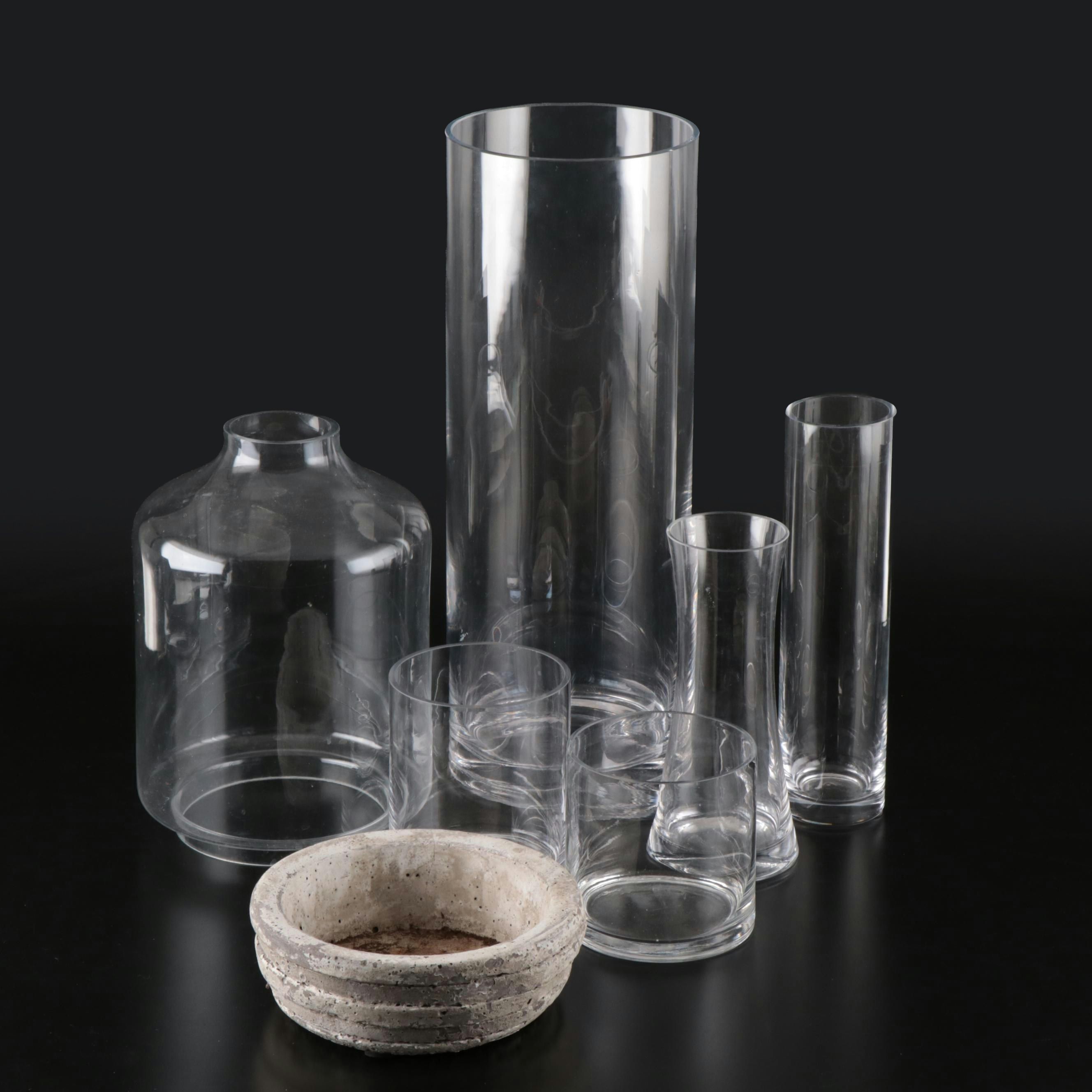 Turkish Denizli  Crystal Cylinder and Other Vases