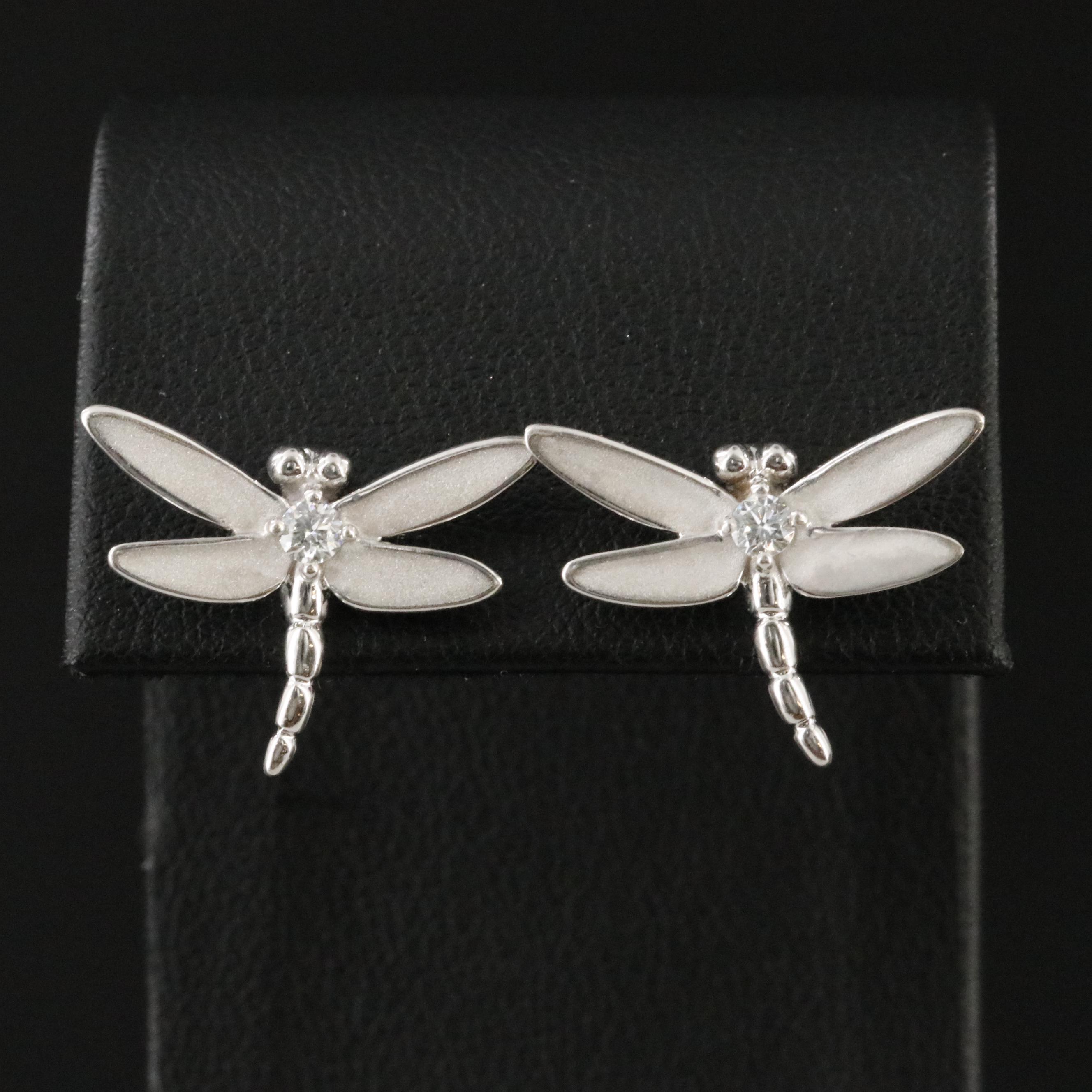 Tiffany & Co. 18K Dragonfly and Diamond Stud Earrings