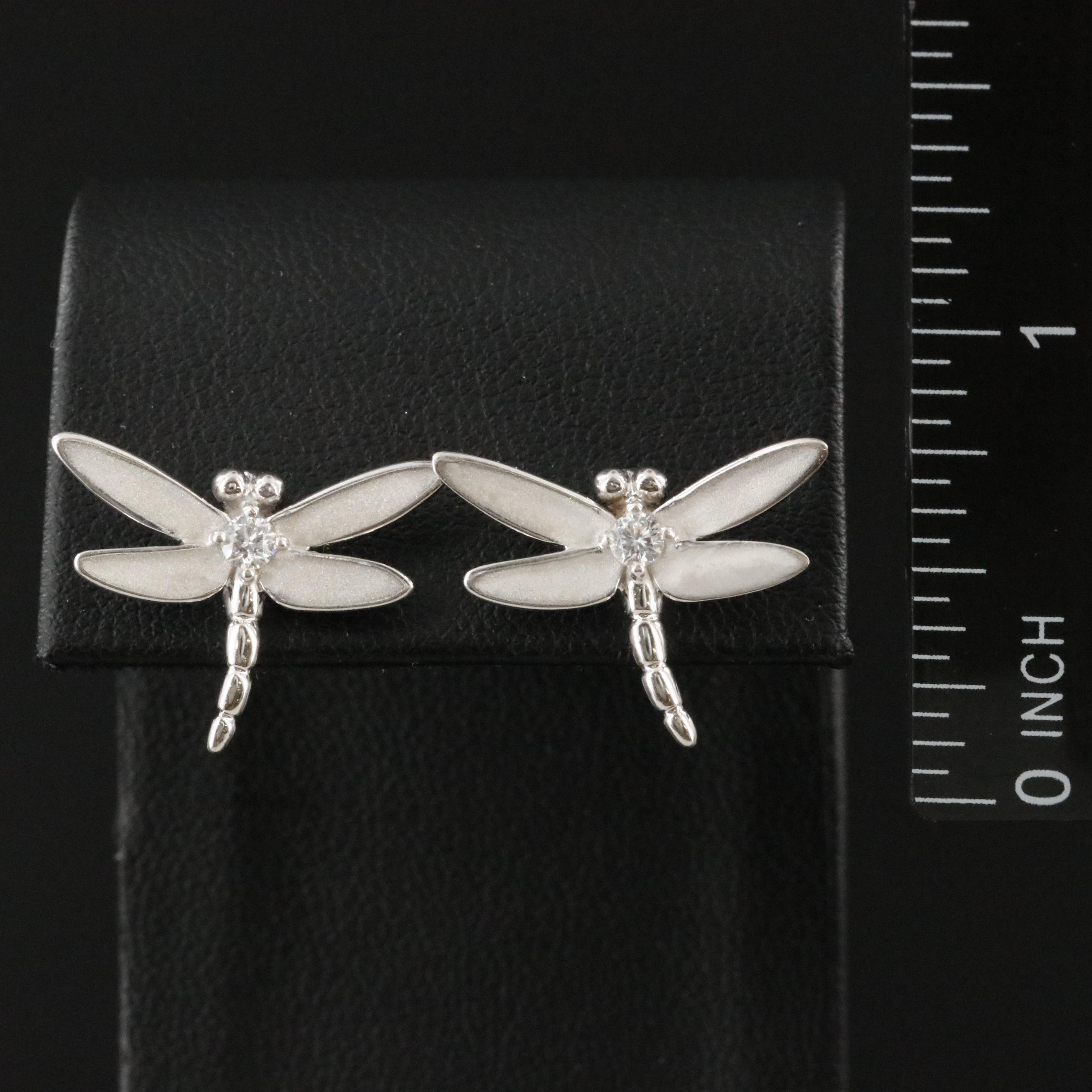 Tiffany & Co. 18K Dragonfly and Diamond Stud Earrings