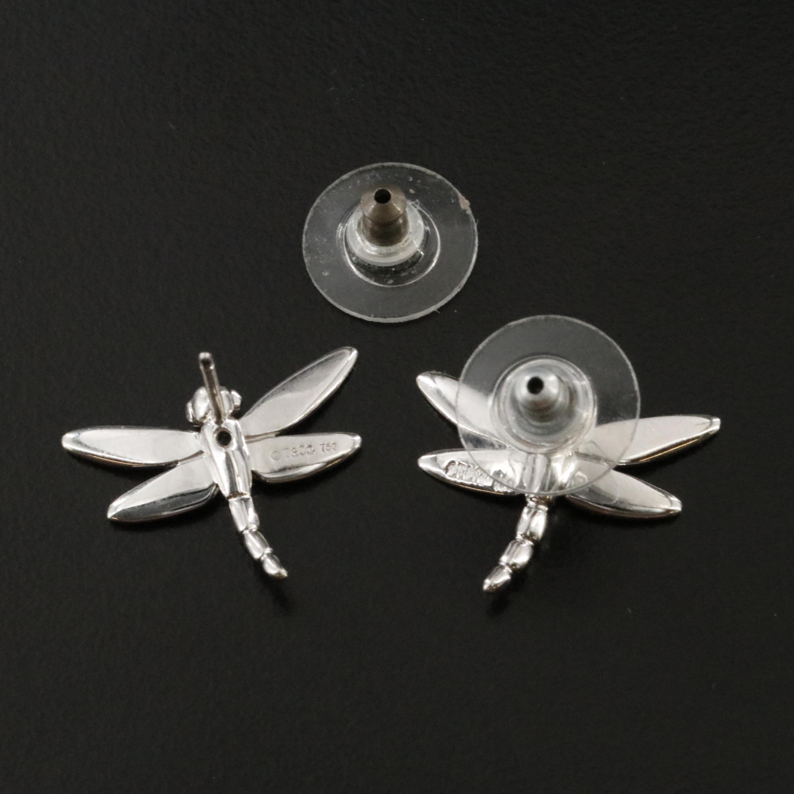 Tiffany & Co. 18K Dragonfly and Diamond Stud Earrings