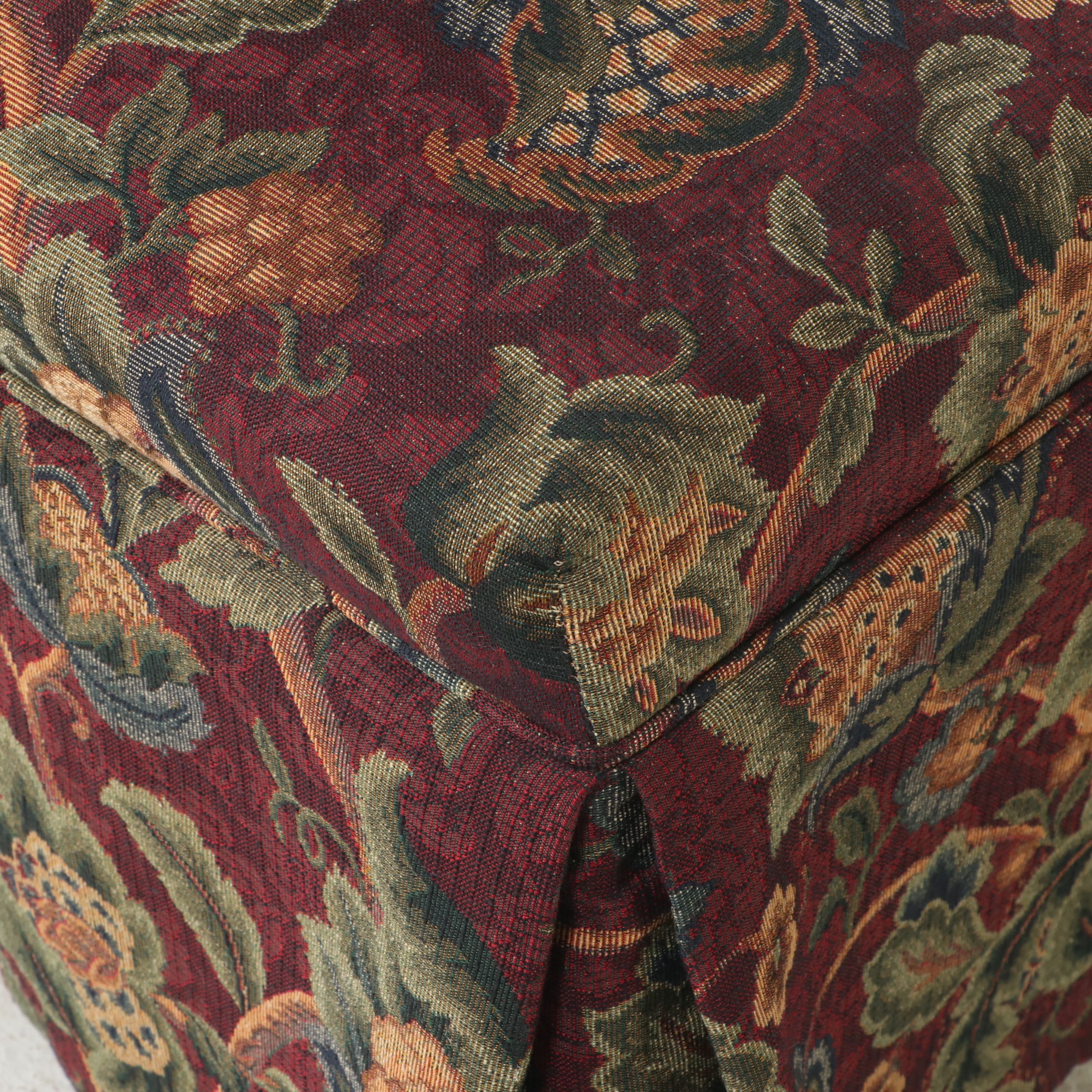 Oak Pedestal Table with Pair of Best Chairs Inc. Upholstered Side Chairs