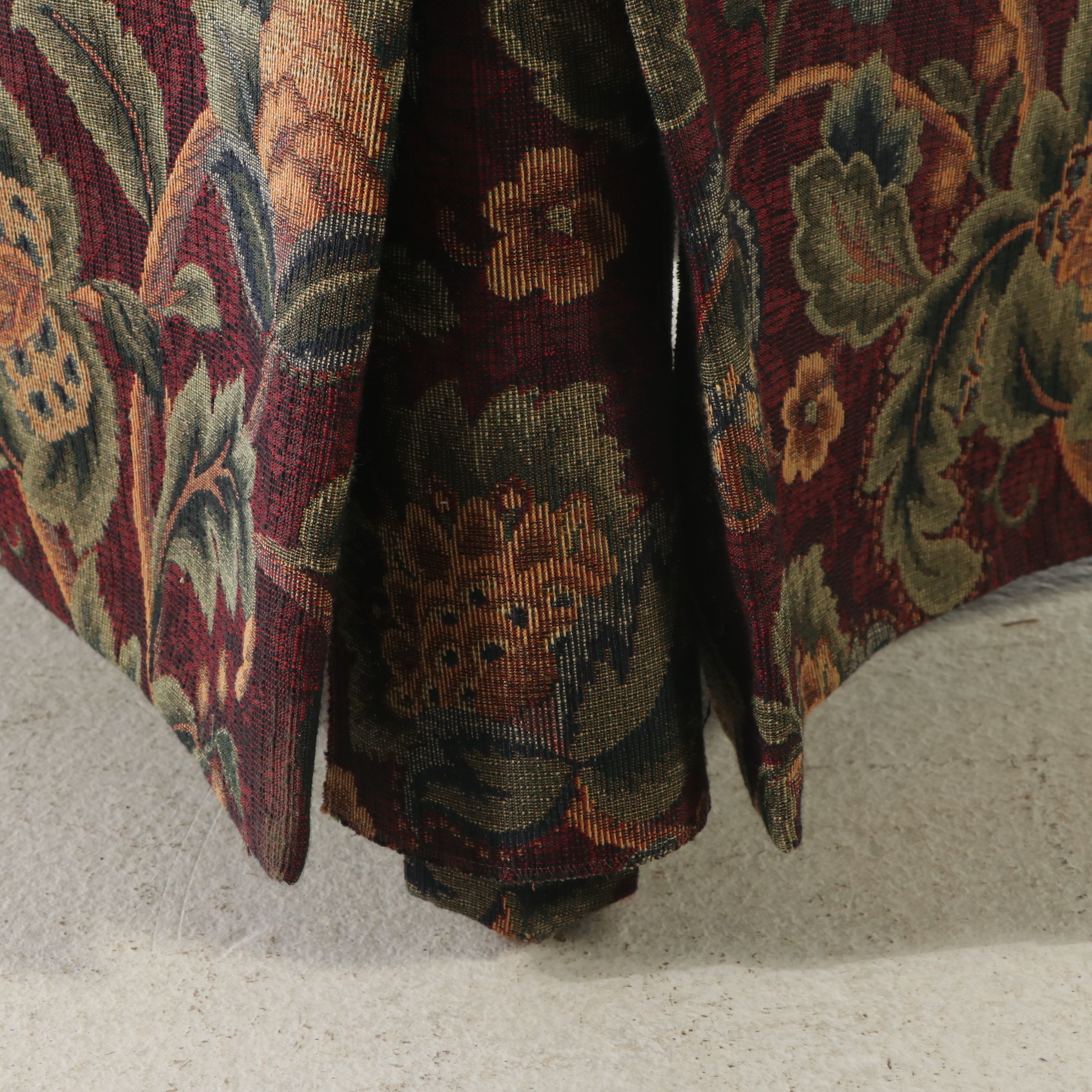 Oak Pedestal Table with Pair of Best Chairs Inc. Upholstered Side Chairs